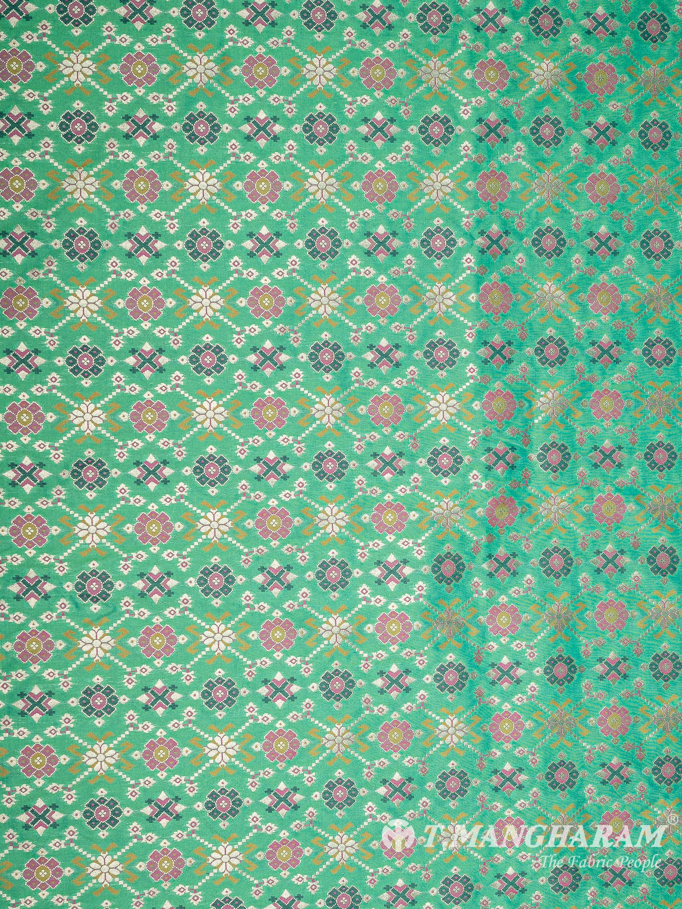 Green Banaras Fabric - EB6586 view-4