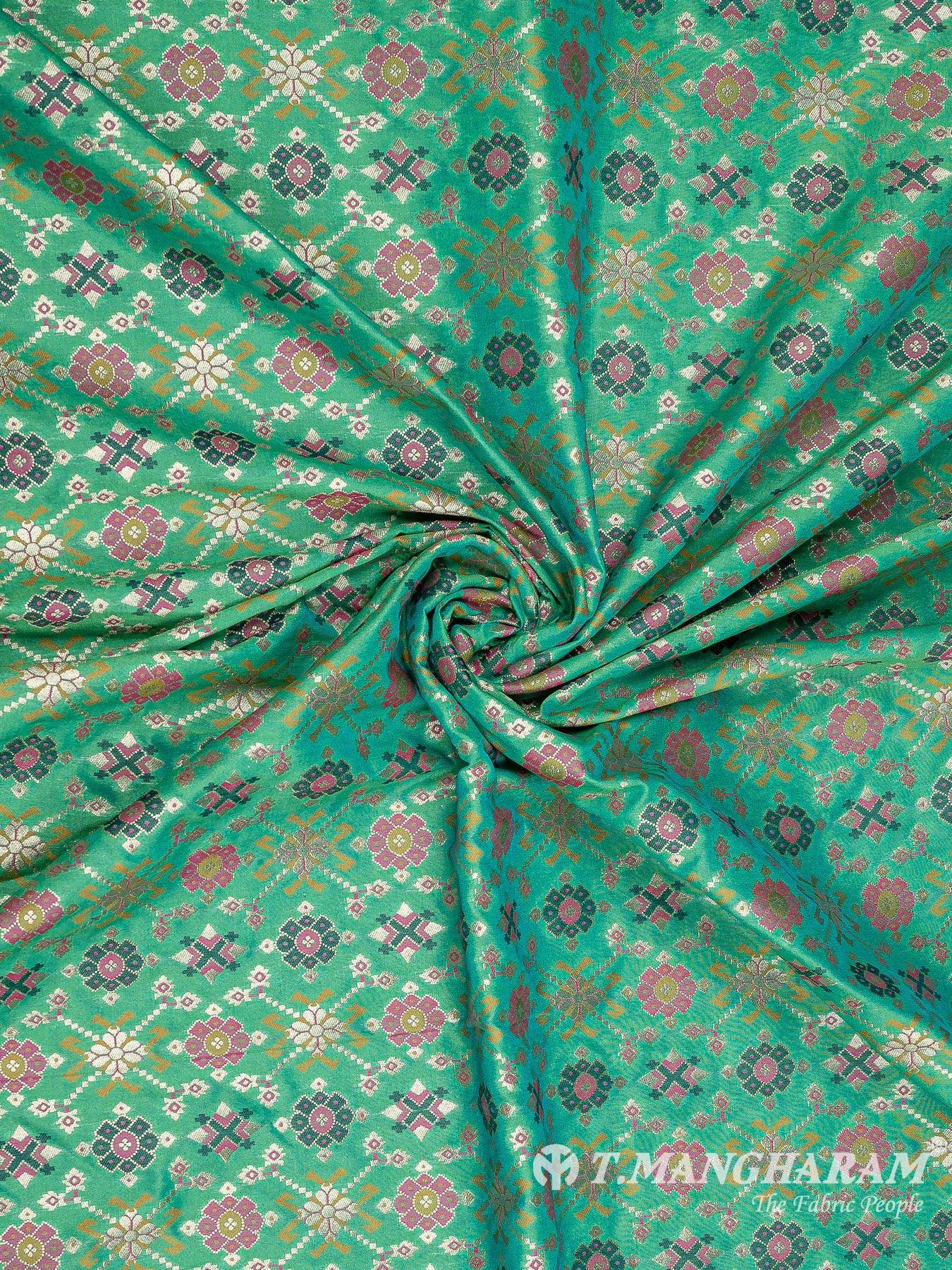 Green Banaras Fabric - EB6586 view-1