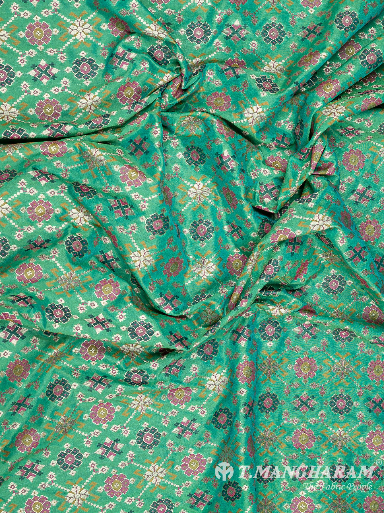 Green Banaras Fabric - EB6586 view-5