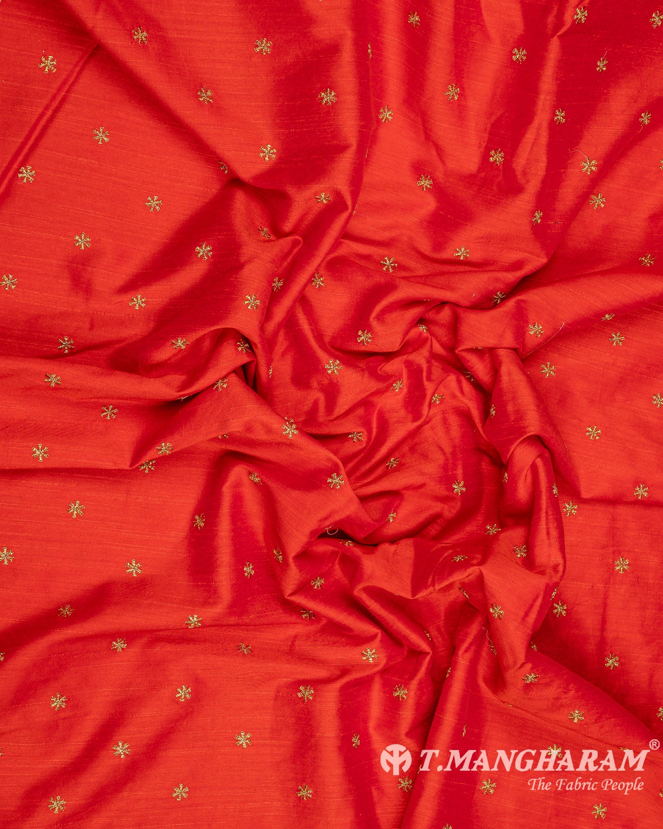 Red Semi Banaras Fabric - EC9386 view-4