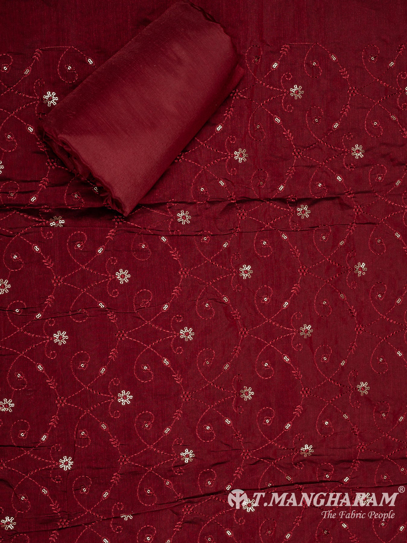 Maroon Silk Cotton Chudidhar Fabric Set - EG1842 view-2