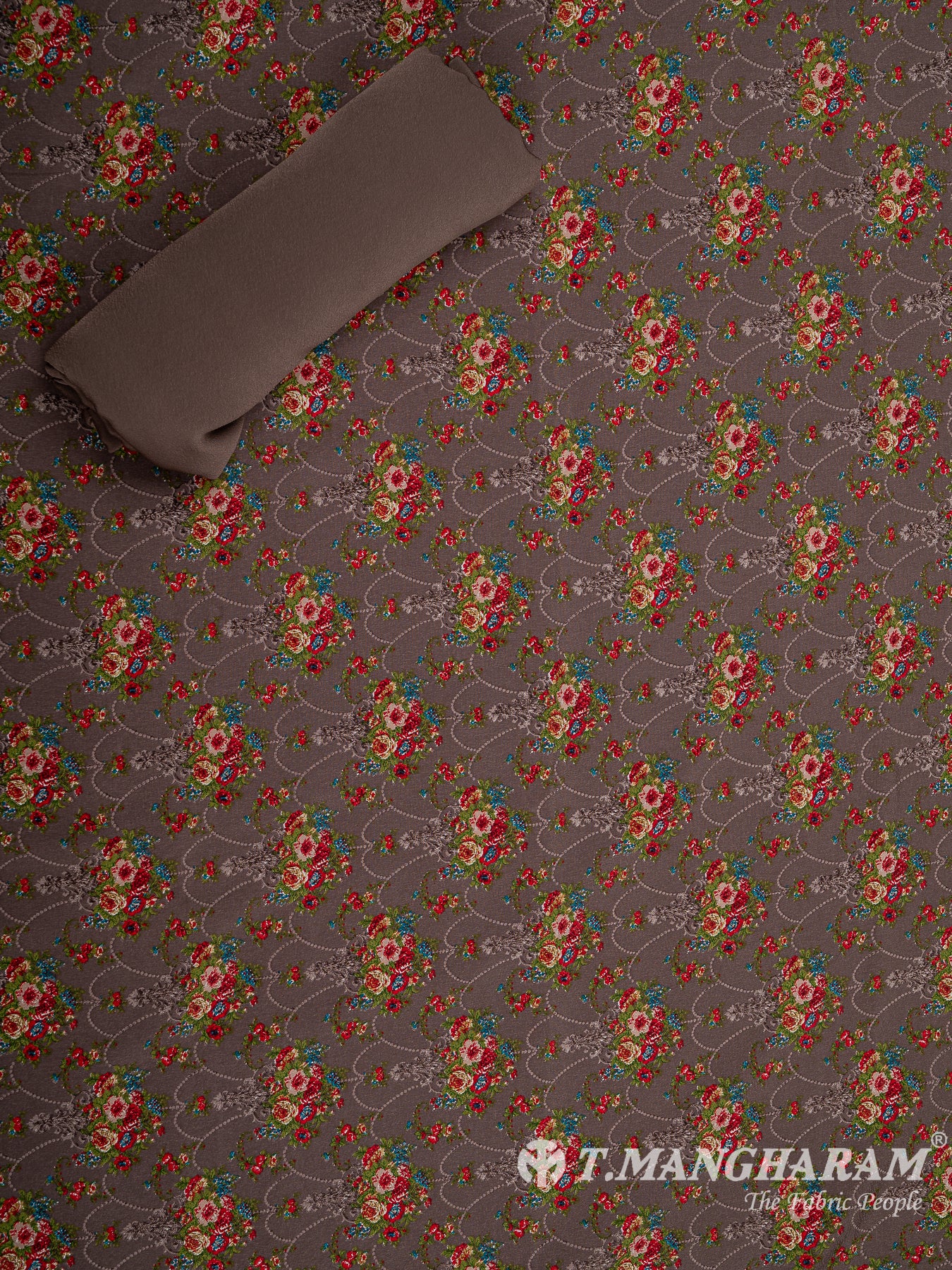 Brown Crepe Chudidhar Fabric Set - EH1605 view-2