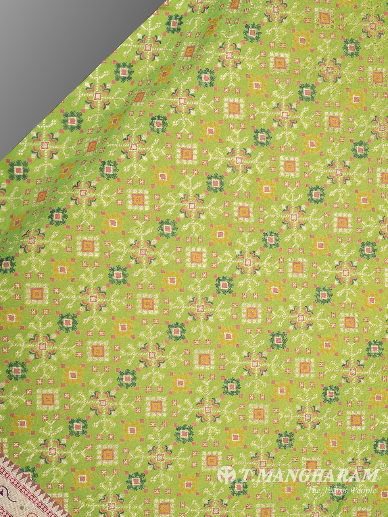 Green Banaras Fabric - EB6588 view-3