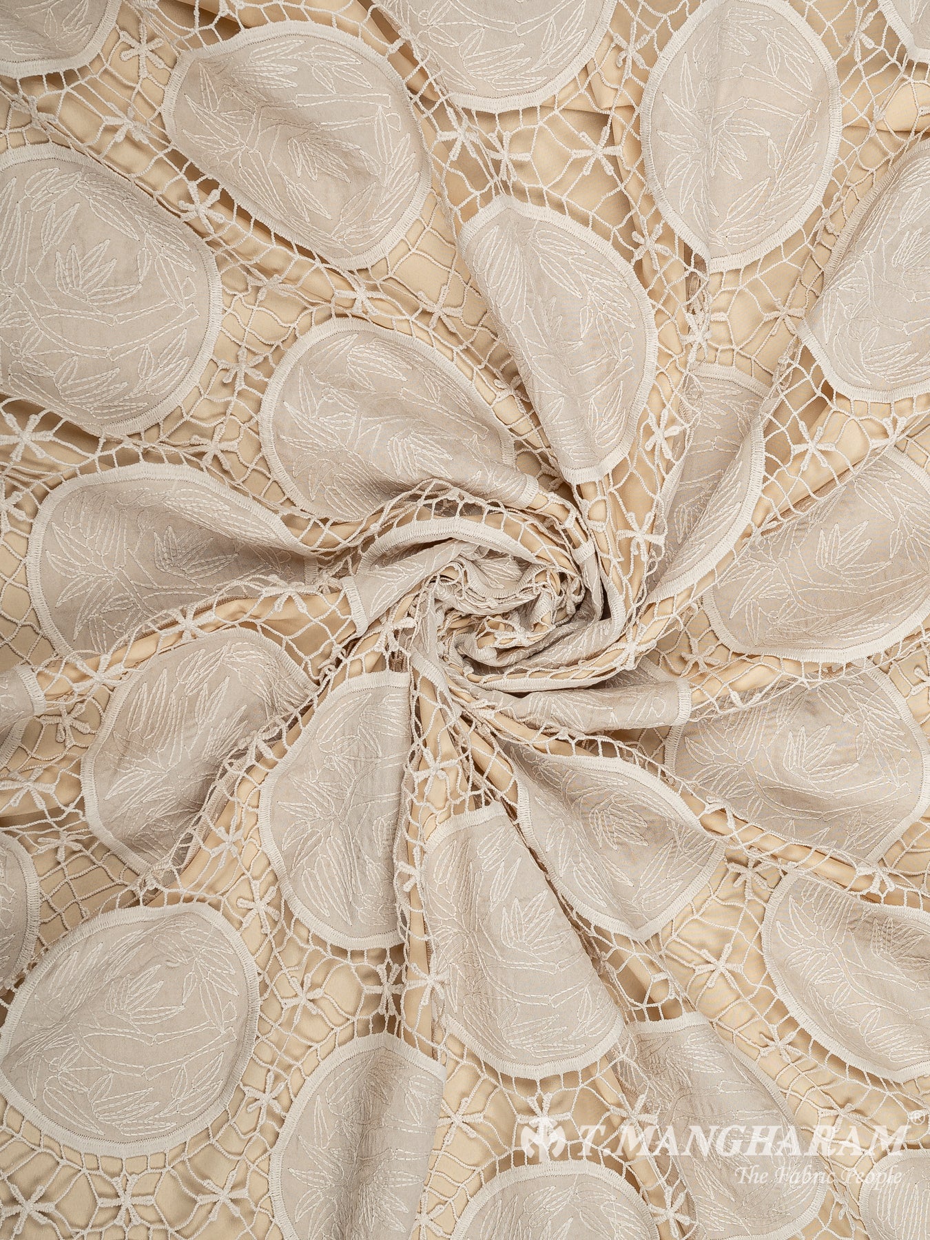 Beige Fancy Net Fabric - EC8922 view-1