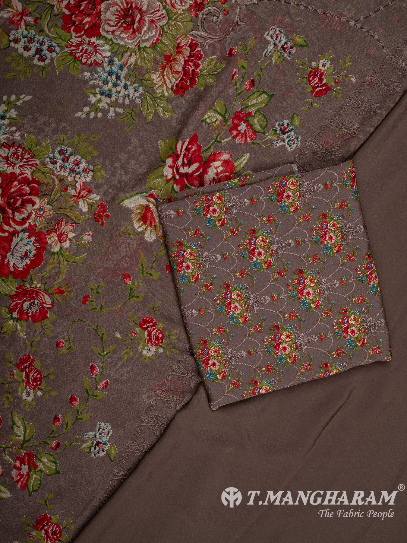 Brown Crepe Chudidhar Fabric Set - EH1605 view-1