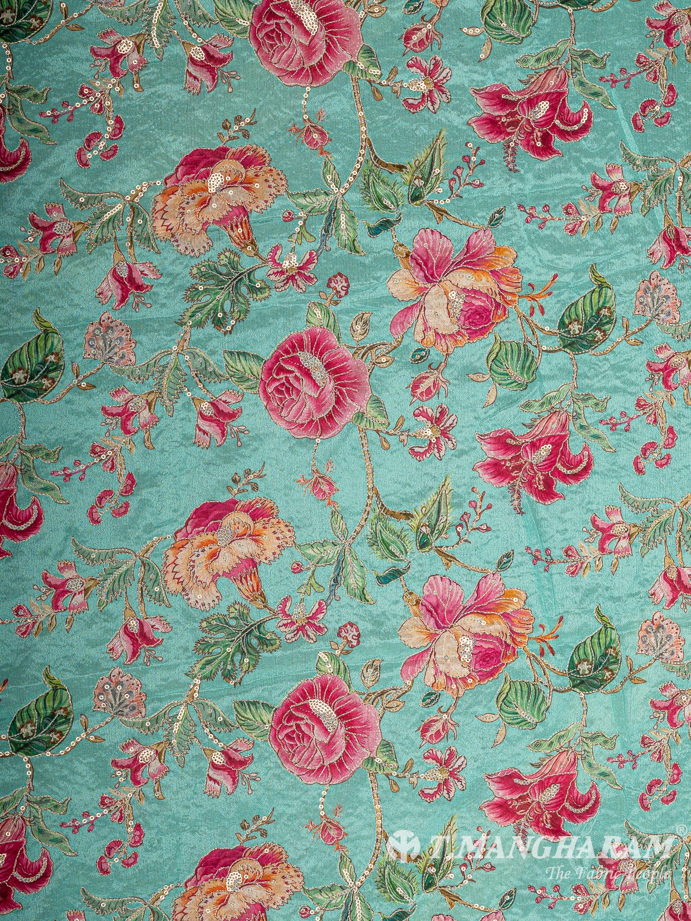 Green Chinnon Silk Fabric - EB7869 view-3