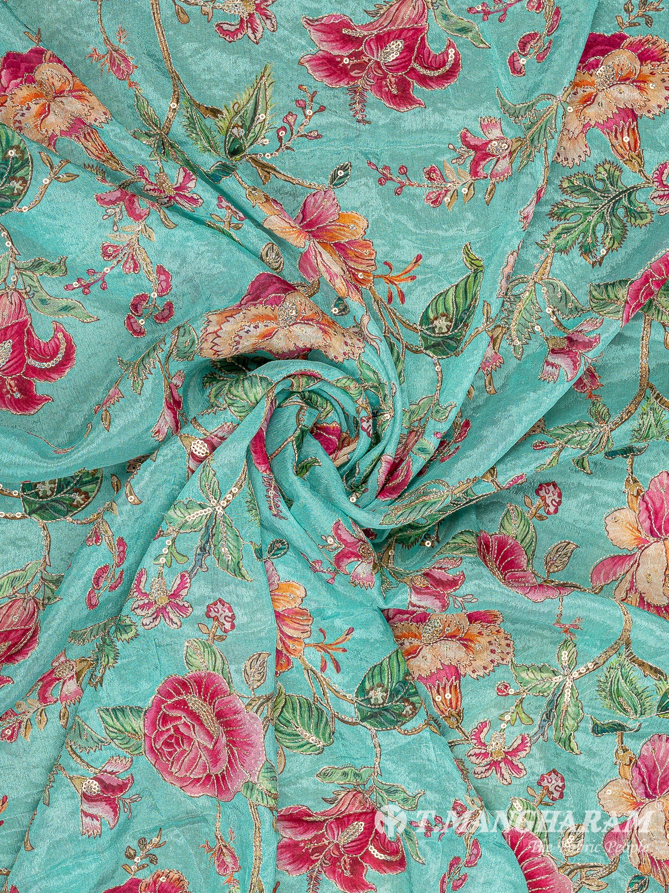 Green Chinnon Silk Fabric - EB7869 view-1