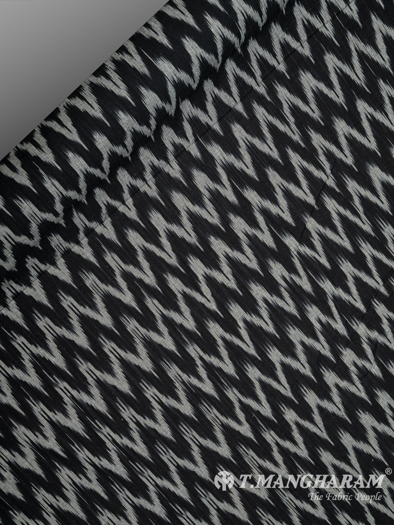 Black Cotton Ikat Print Fabric - EB5843 view-2