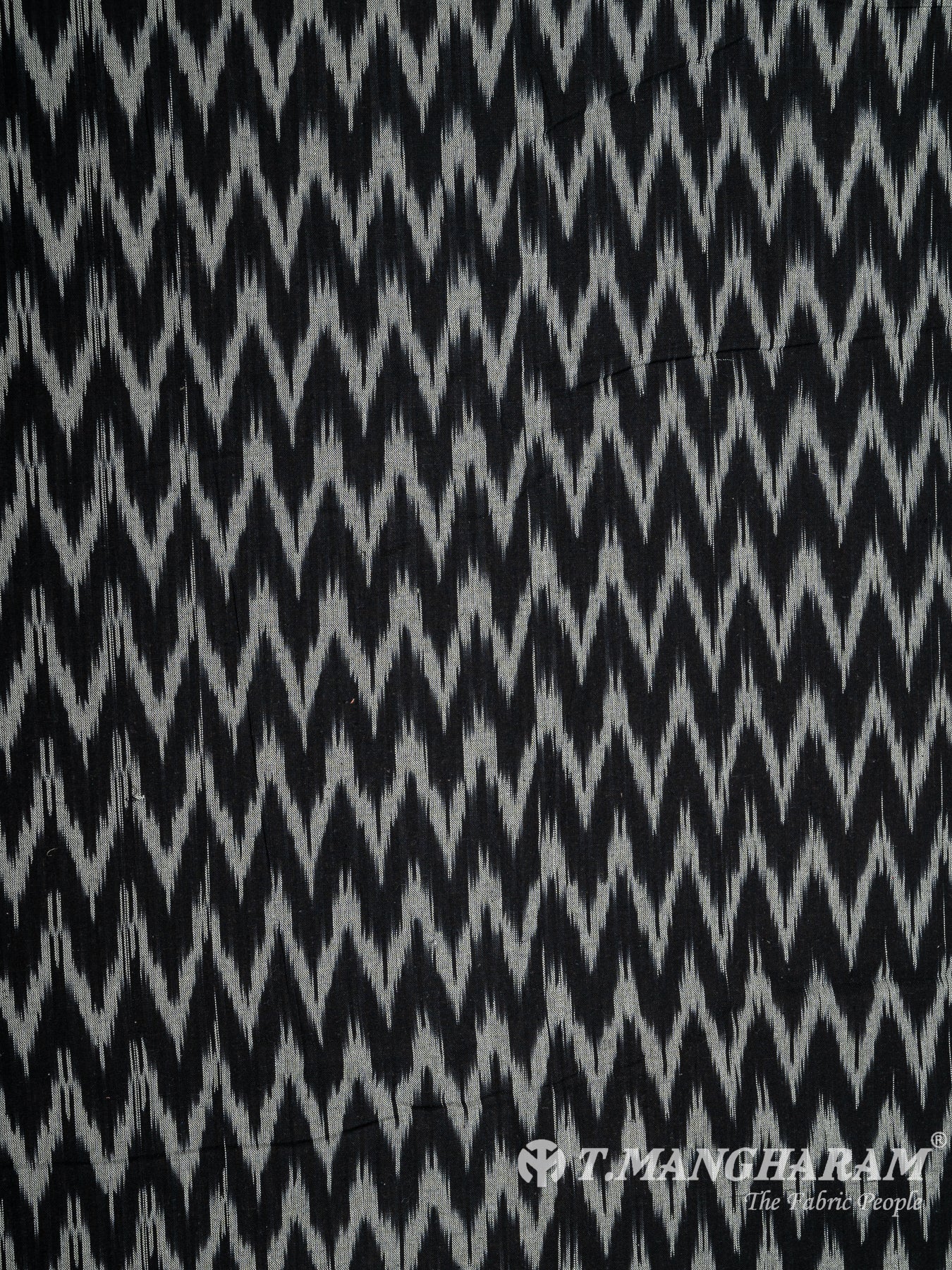 Black Cotton Ikat Print Fabric - EB5843 view-3