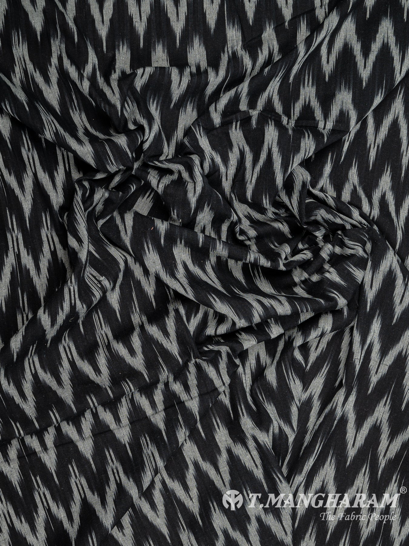 Black Cotton Ikat Print Fabric - EB5843 view-4
