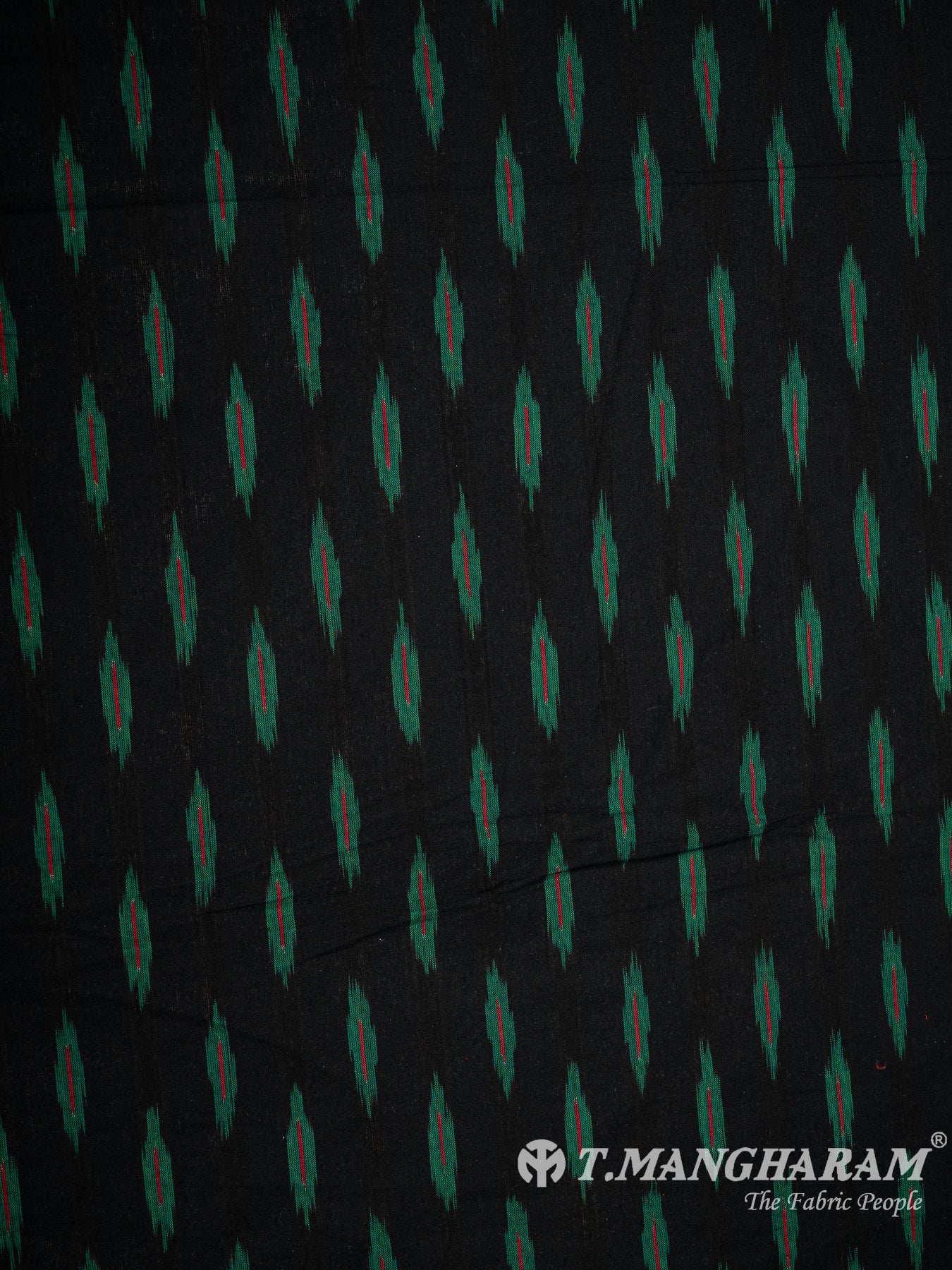 Black Cotton Ikat Print Fabric - EB5829 view-3