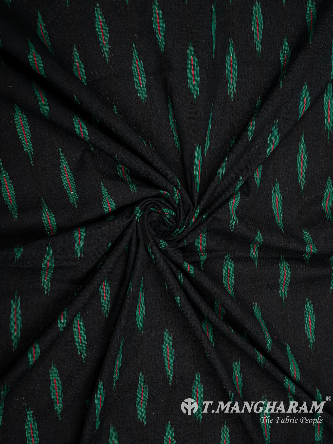 Black Cotton Ikat Print Fabric - EB5829 view-1