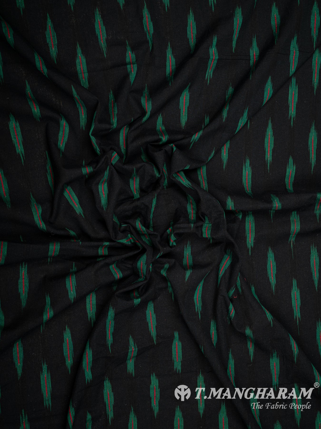 Black Cotton Ikat Print Fabric - EB5829 view-4
