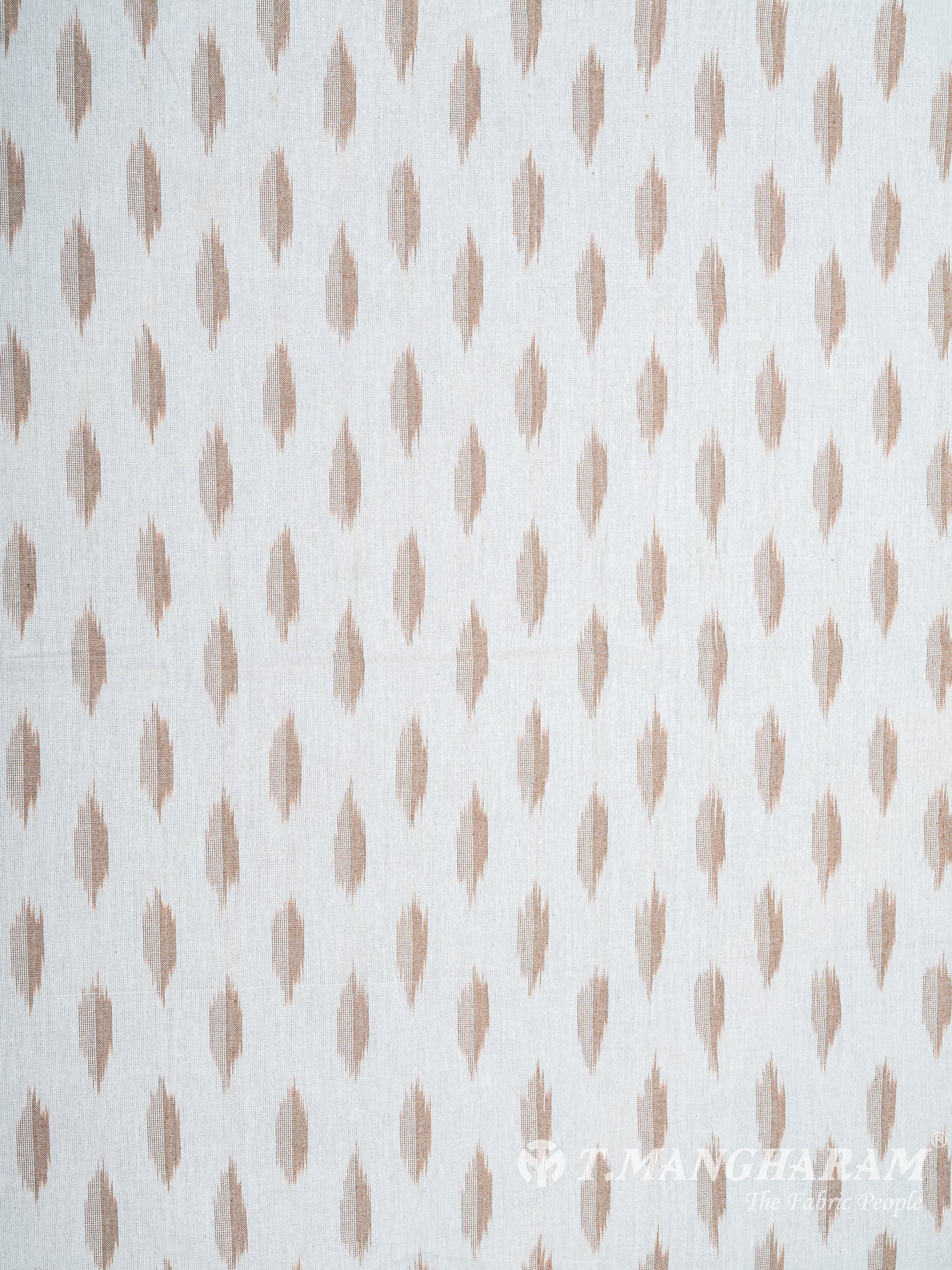 White Cotton Ikat Print Fabric - EB5819 view-3