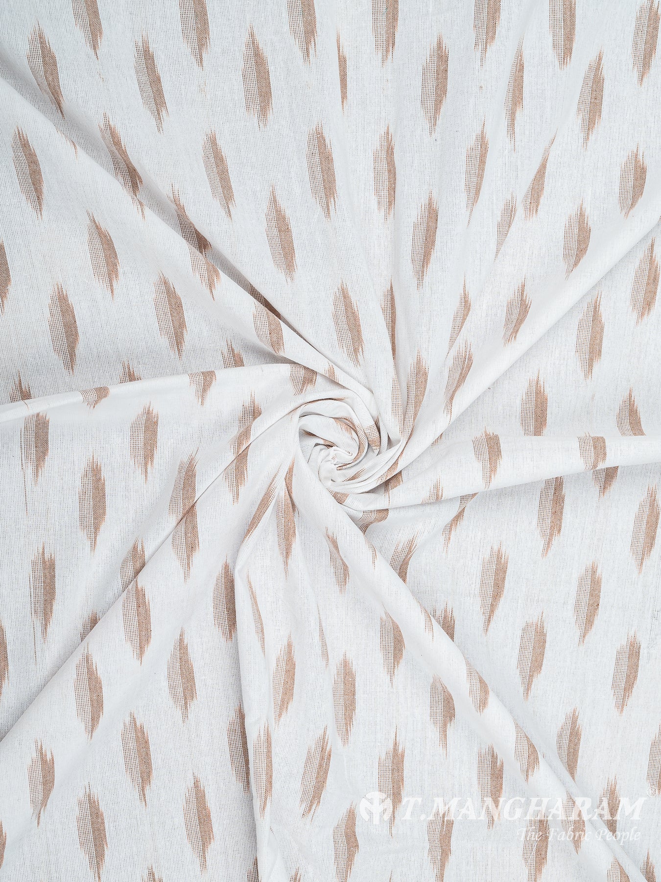White Cotton Ikat Print Fabric - EB5819 view-1