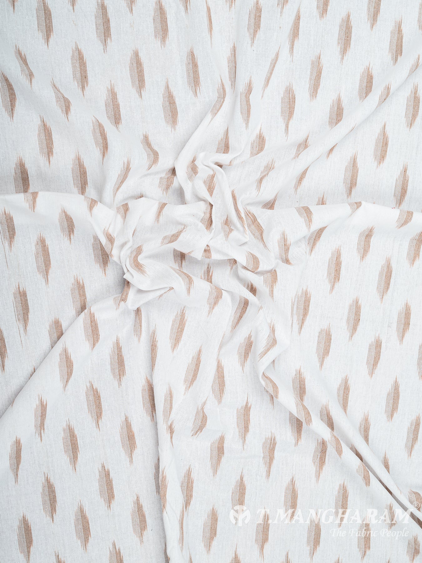 White Cotton Ikat Print Fabric - EB5819 view-4
