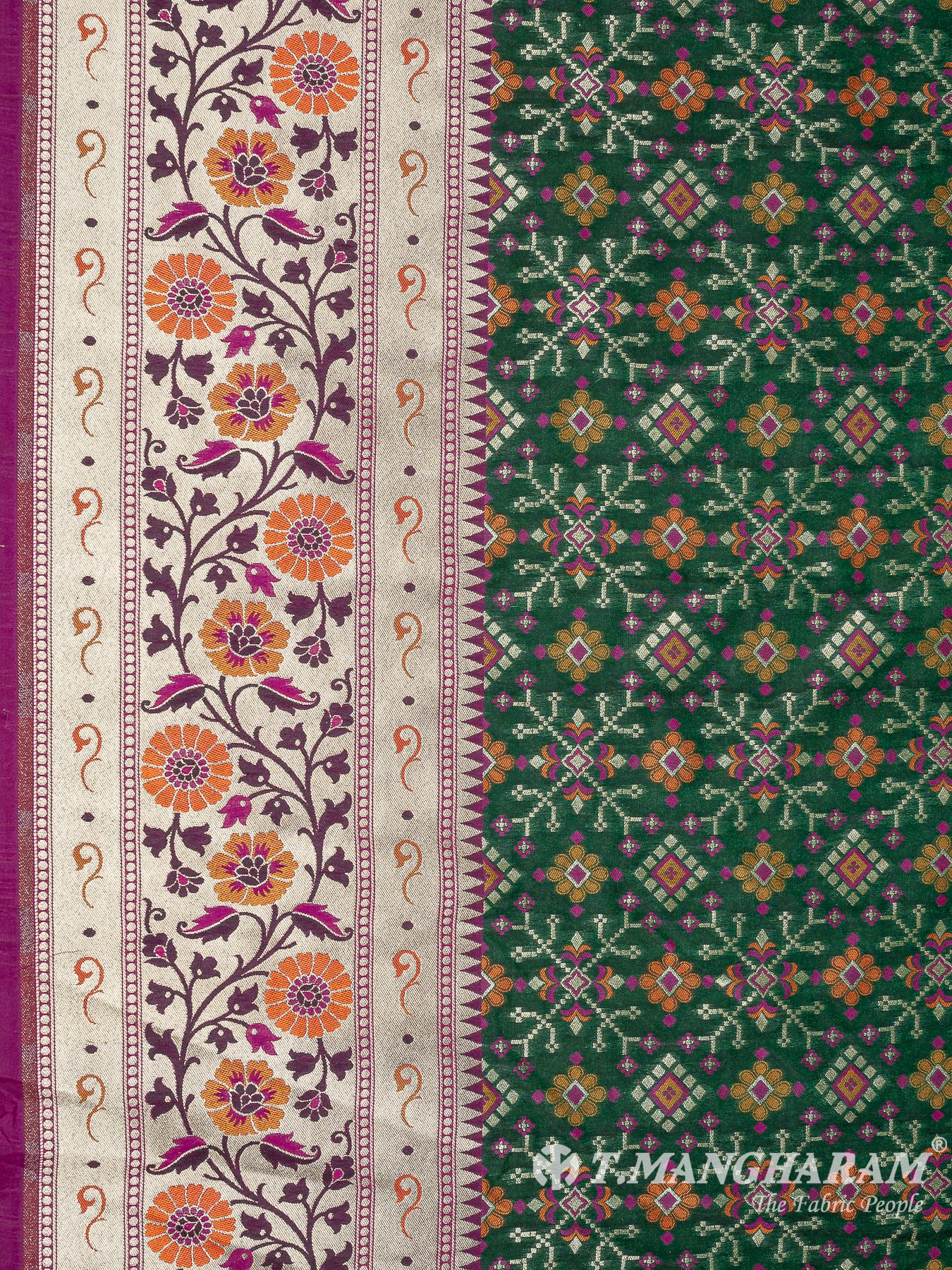 Green Banaras Fabric - EB6587 view-3