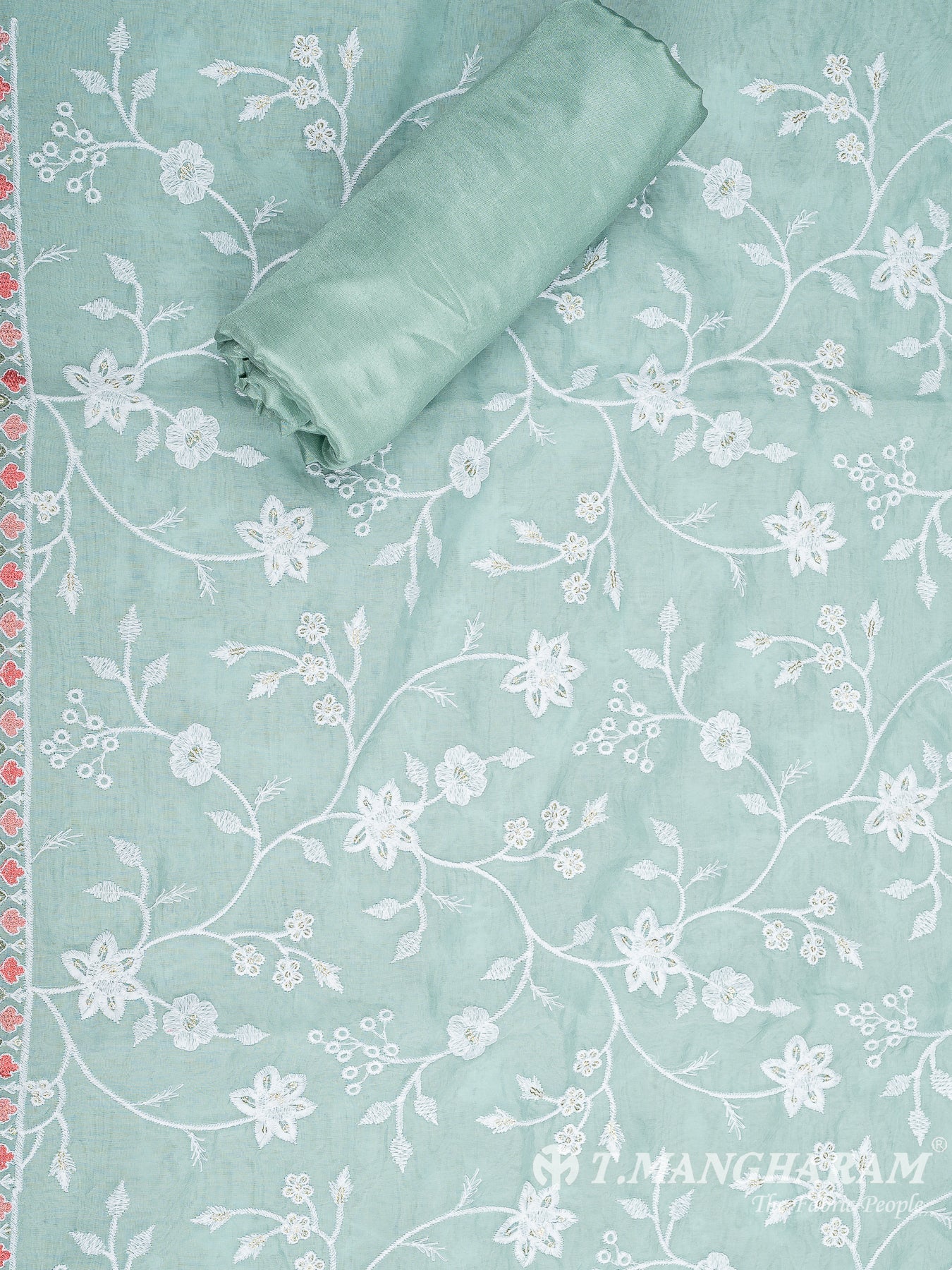 Green Silk Cotton Chudidhar Fabric Set - EG1845 view-2