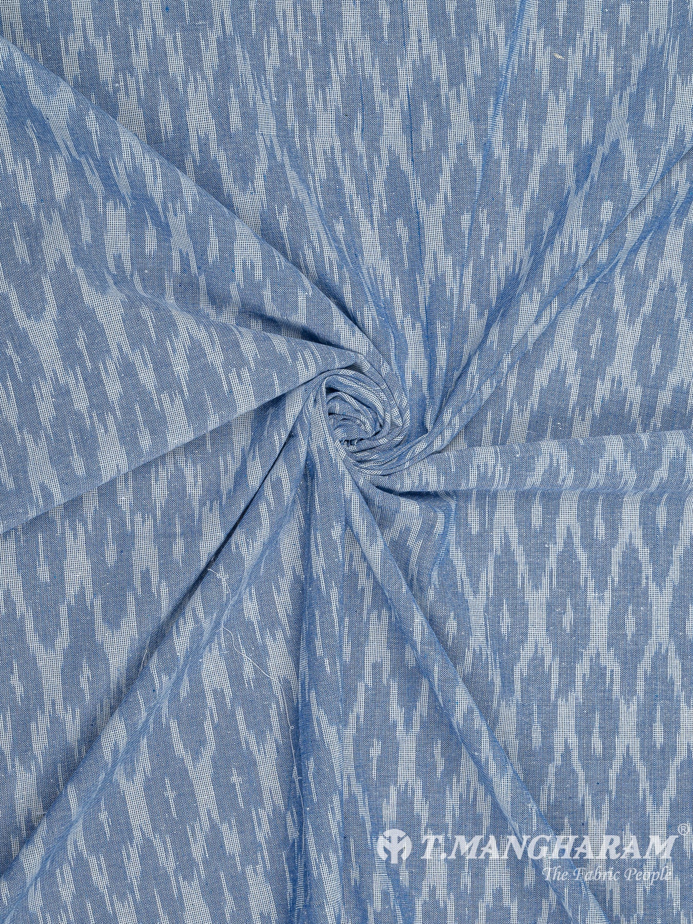 Blue Cotton Ikat Print Fabric - EB5842 view-1