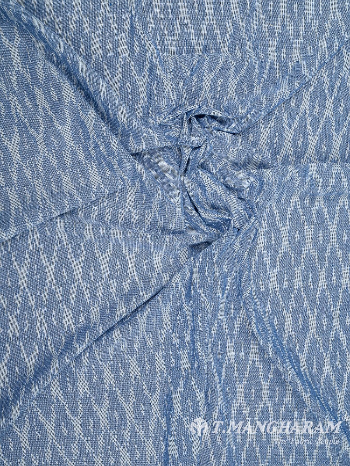 Blue Cotton Ikat Print Fabric - EB5842 view-4