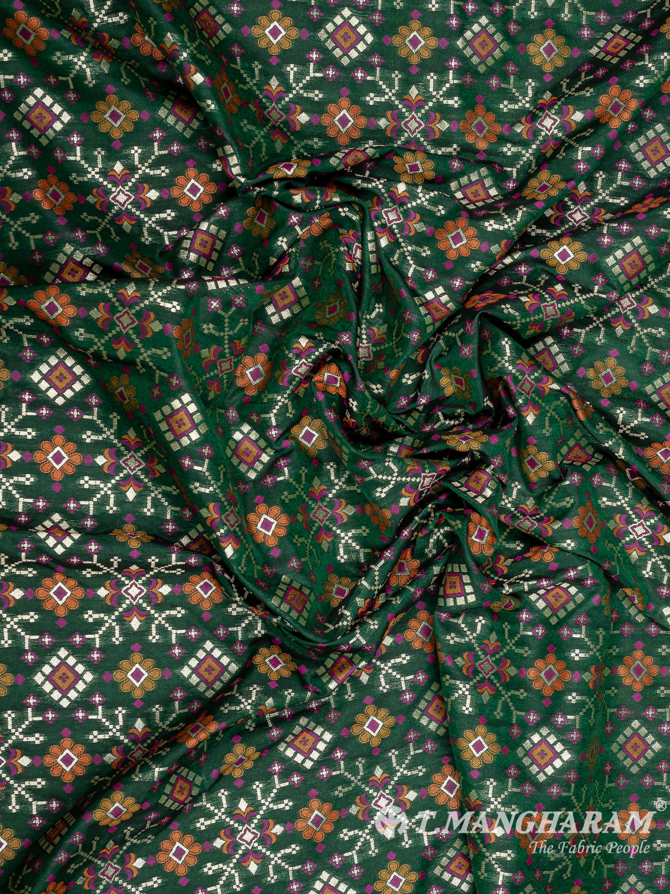 Green Banaras Fabric - EB6587 view-5