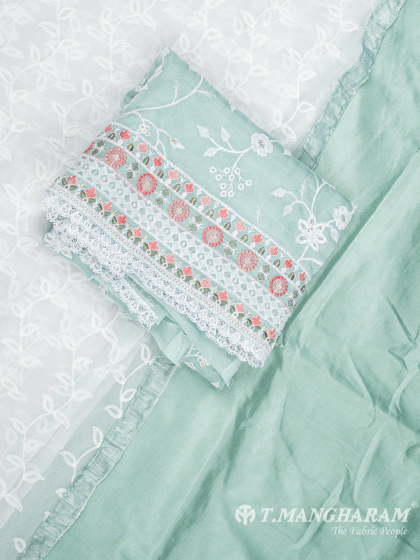 Green Silk Cotton Chudidhar Fabric Set - EG1845 view-1