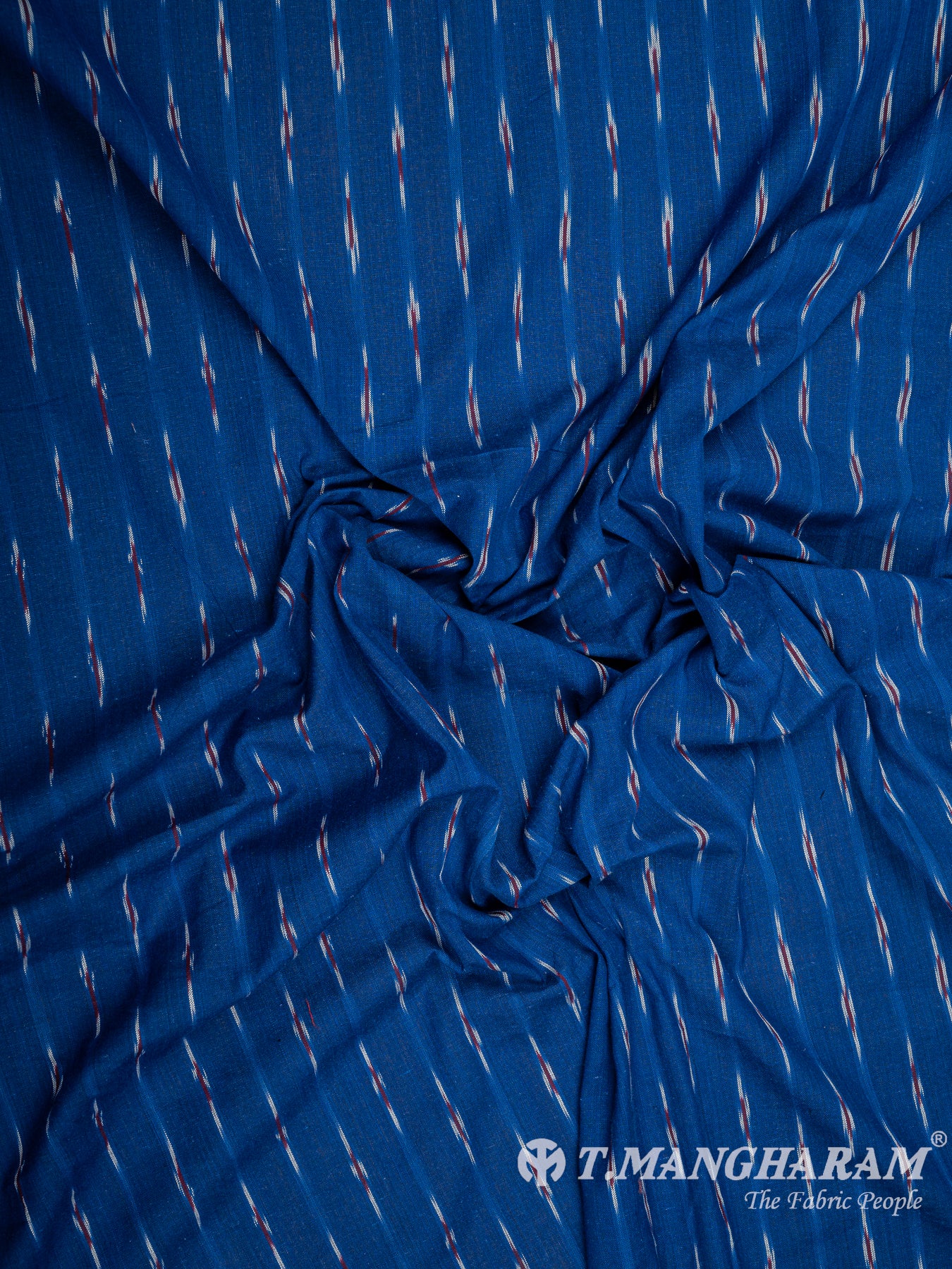 Blue Cotton Ikat Print Fabric - EB5833 view-4