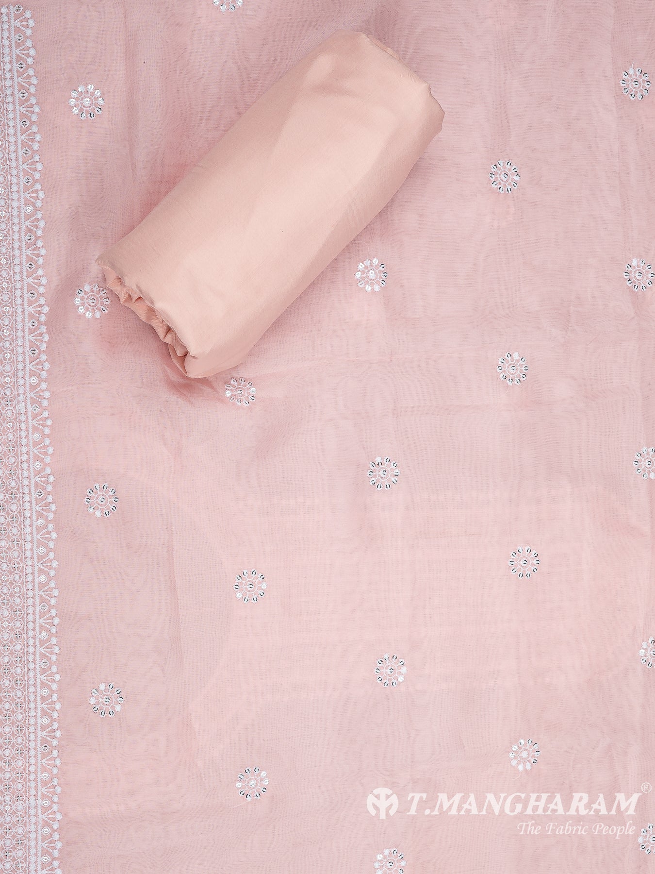 Peach Silk Cotton Chudidhar Fabric Set - EG1850 view-2