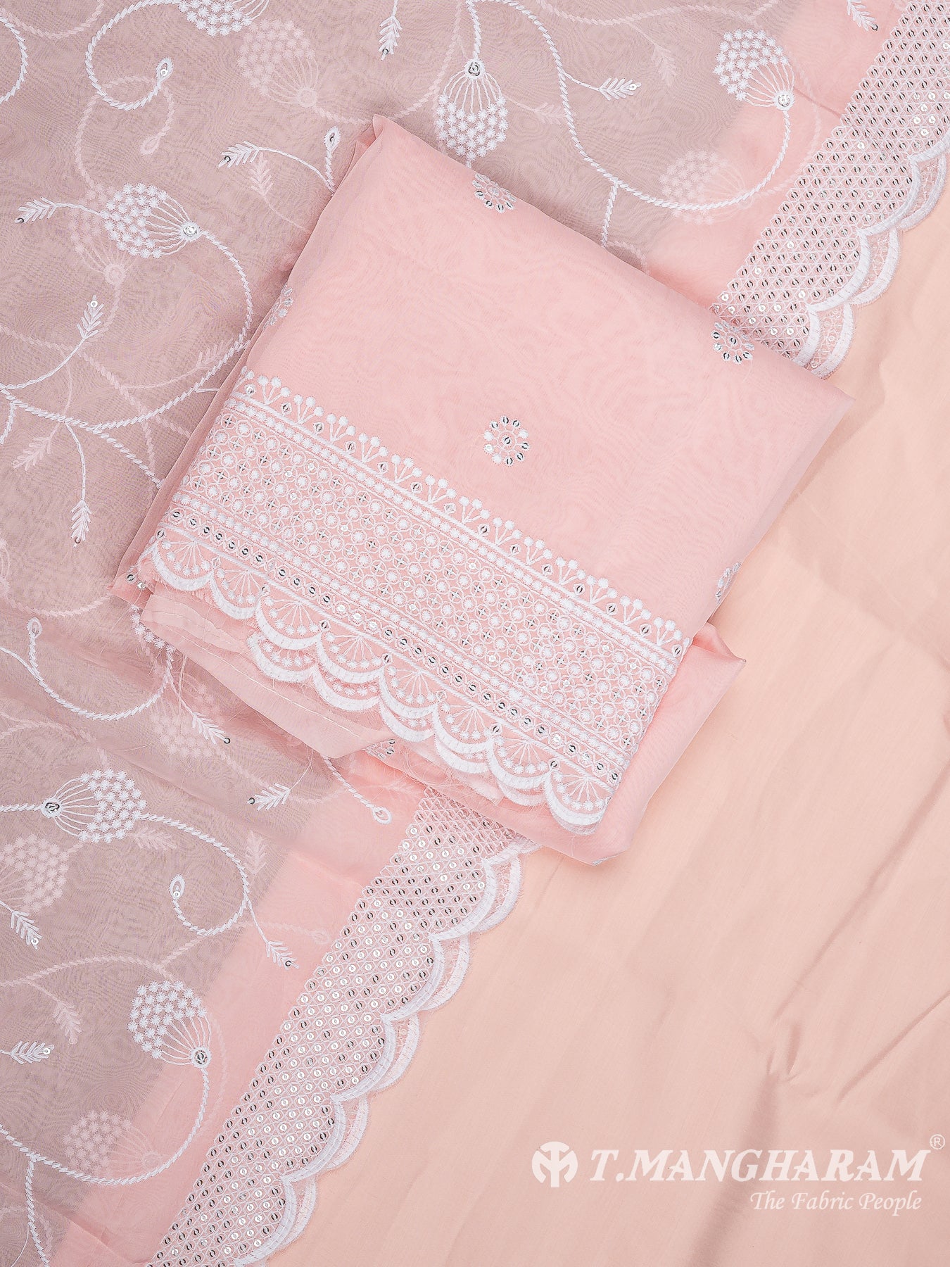Peach Silk Cotton Chudidhar Fabric Set - EG1850 view-1
