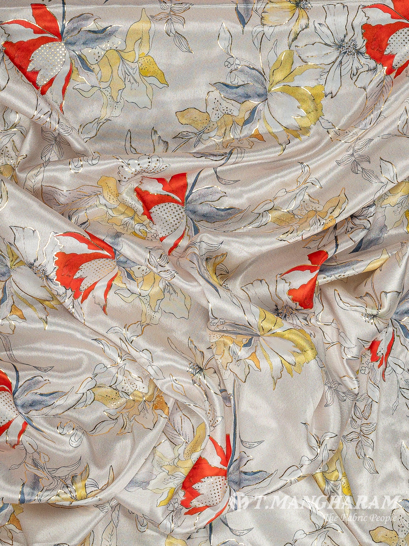 Cream Satin Fabric - EC11089