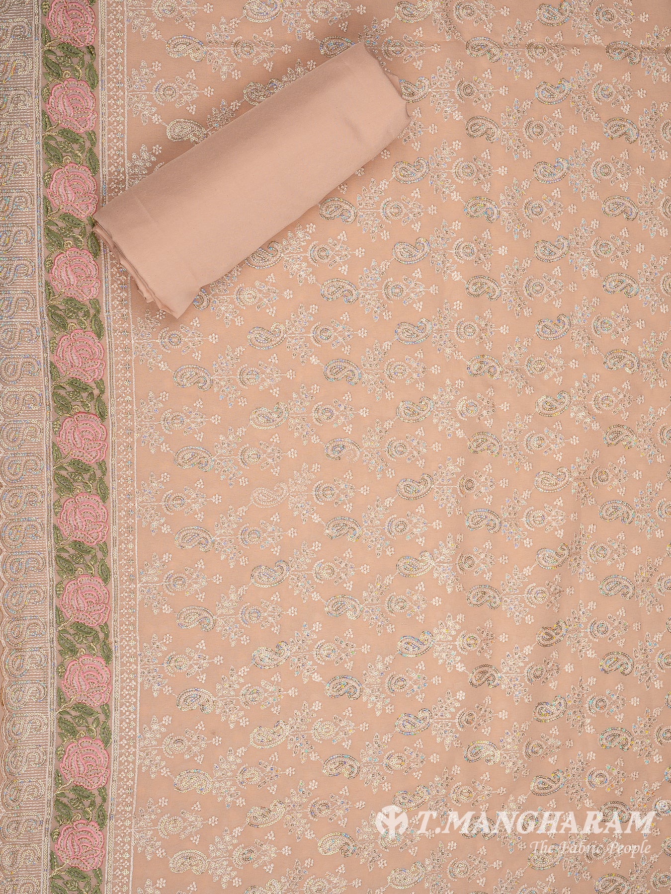 Peach Georgette Chudidhar Fabric Set - EH1712 view-2