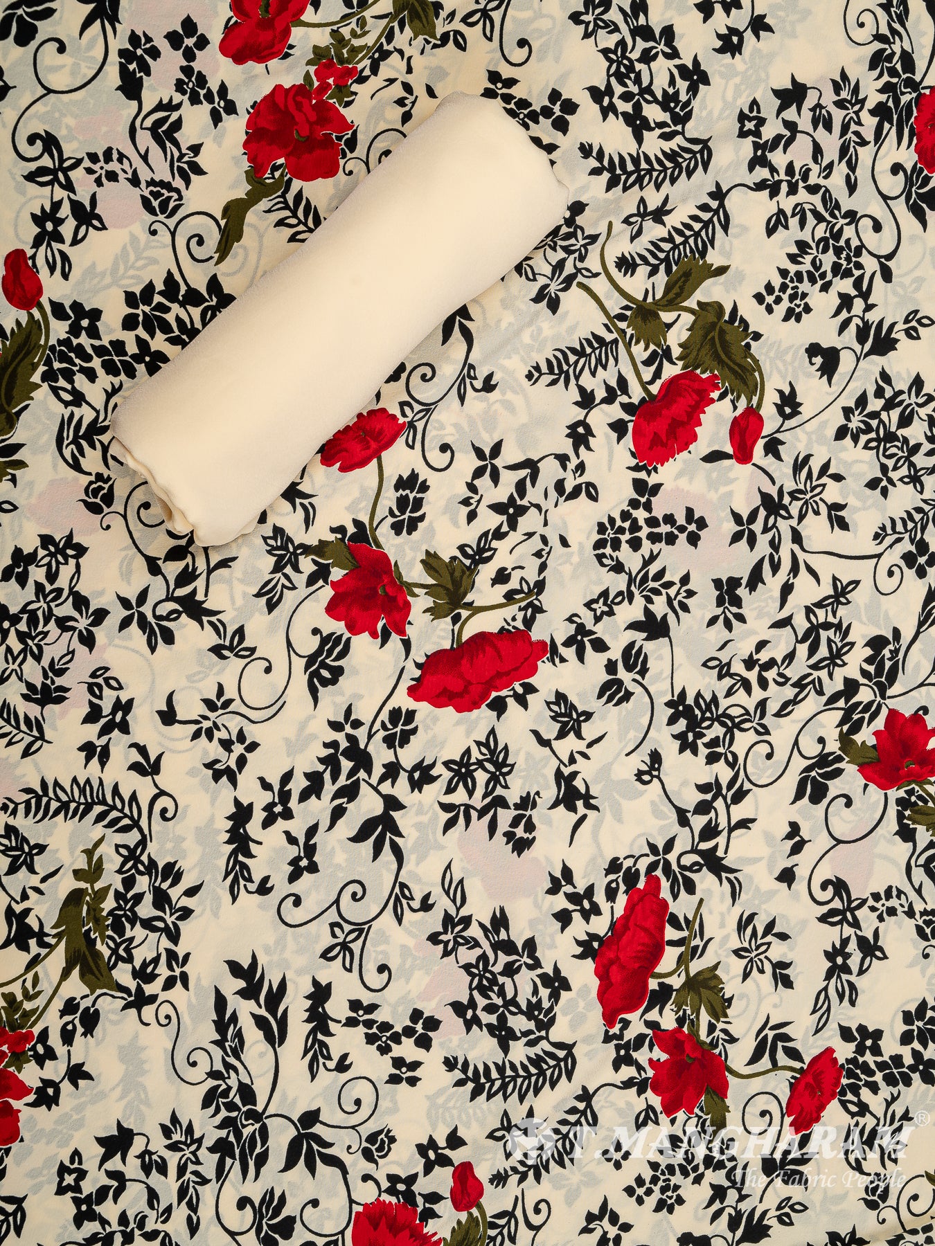 Cream Crepe Chudidhar Fabric Set - EH1650 view-2