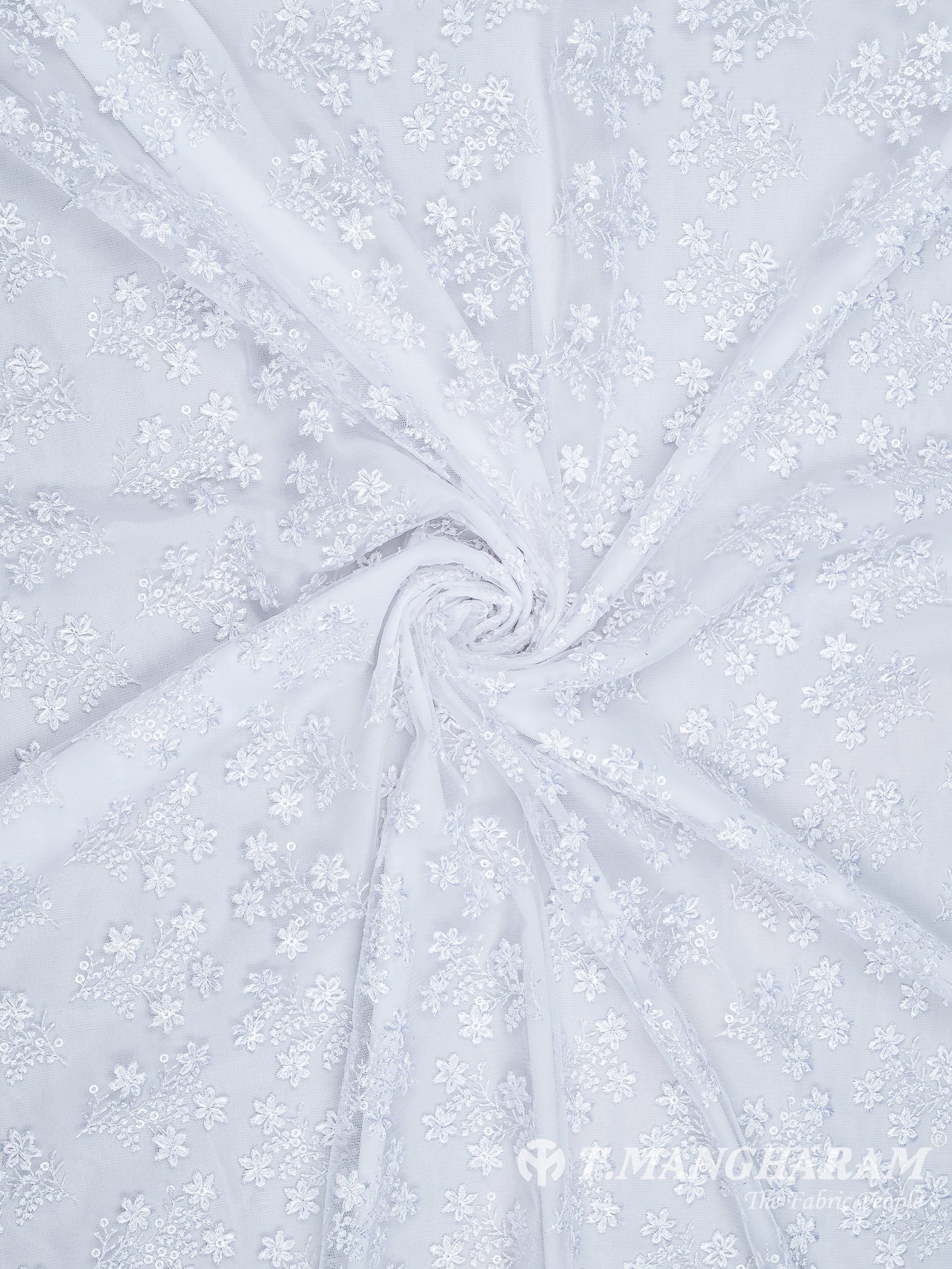 White Fancy Net Fabric - EC8110 view-1