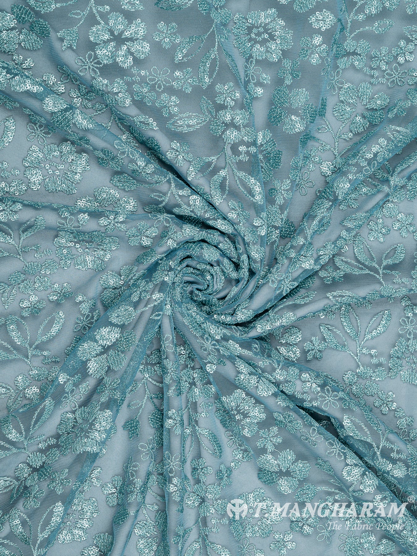 Sea Blue Fancy Net Fabric - EC8107 view-1