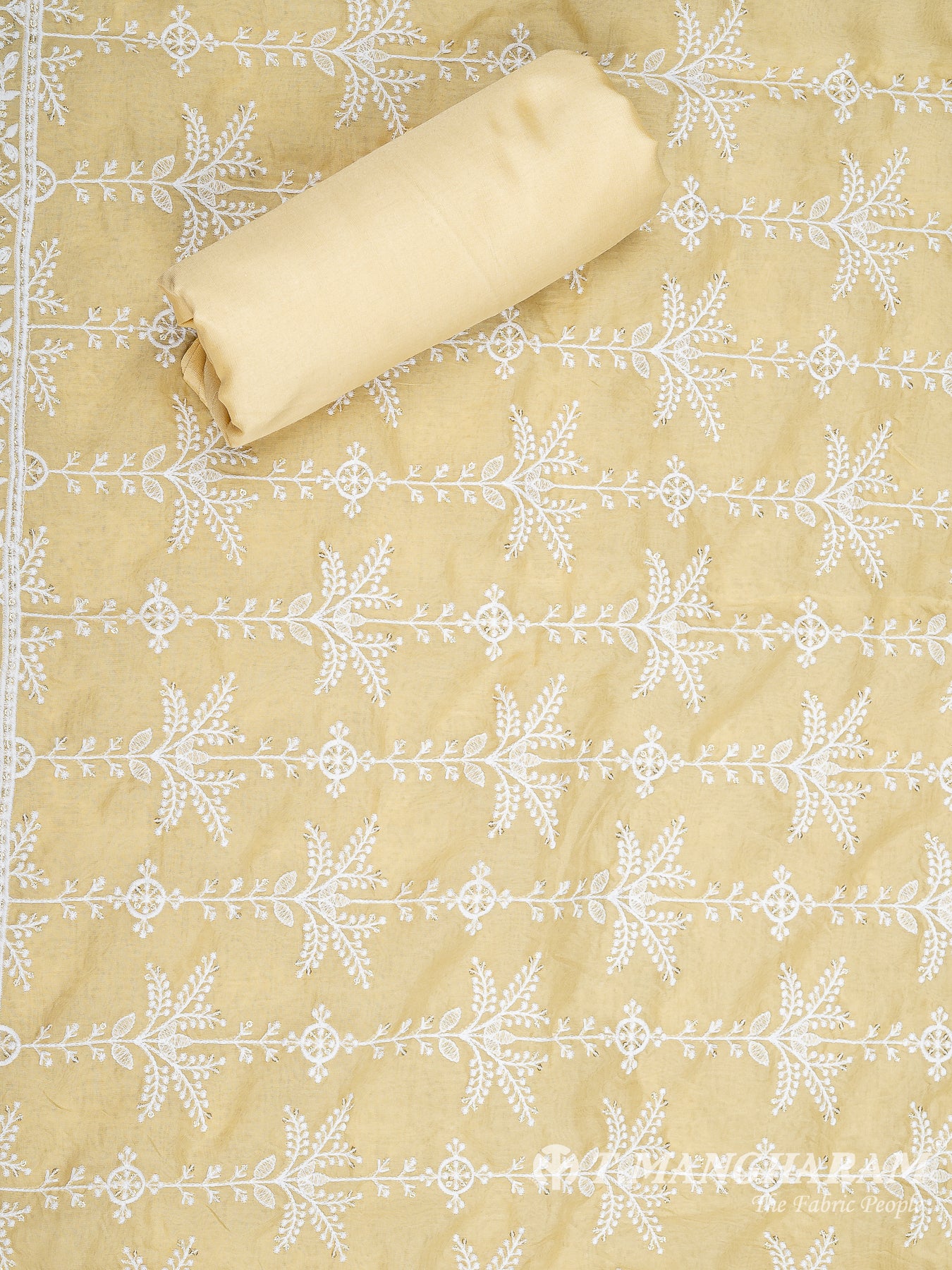 Yellow Silk Cotton Chudidhar Fabric Set - EG1848 view-2
