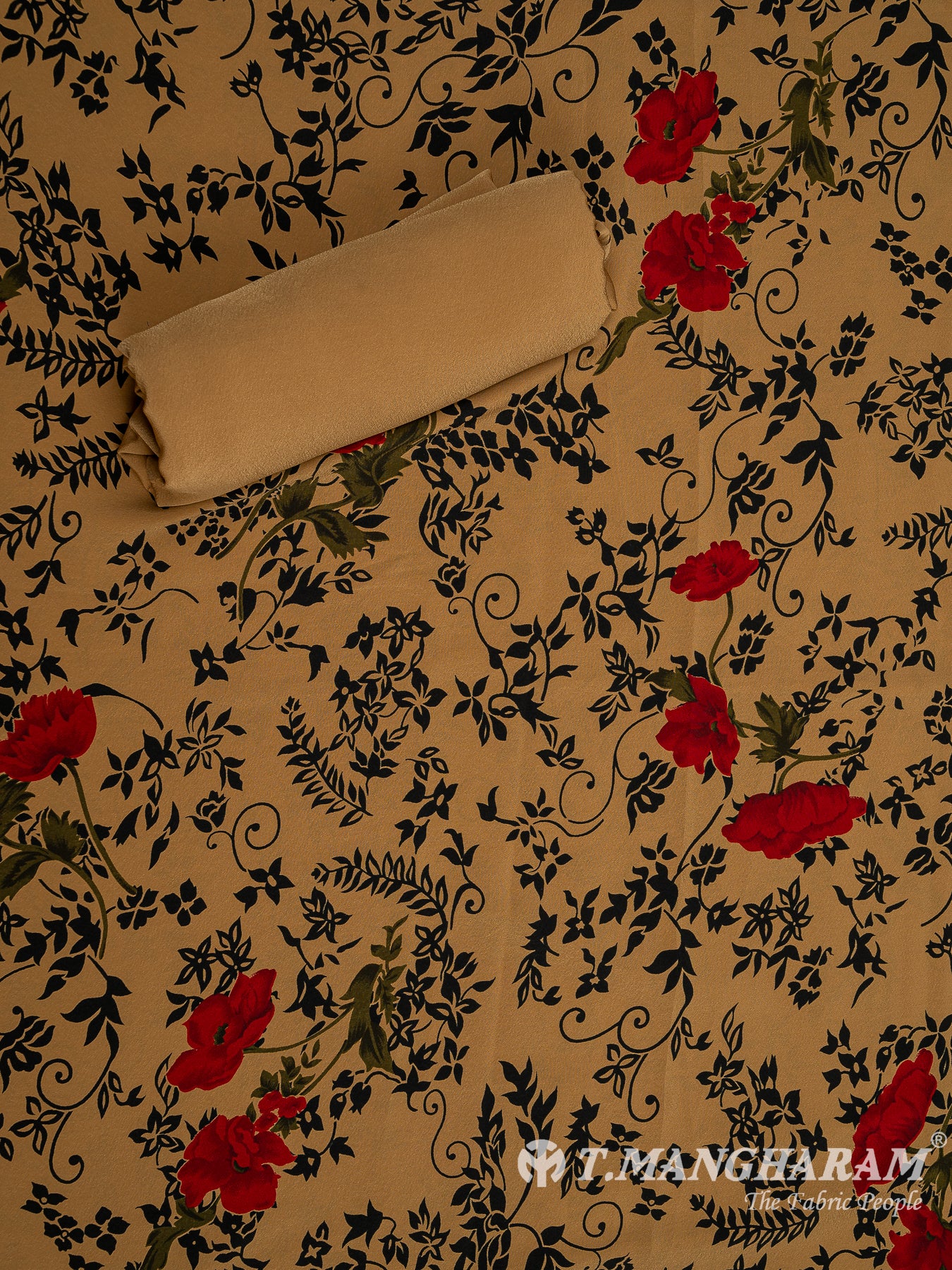 Mustard Yellow Crepe Chudidhar Fabric Set - EH1649 view-2
