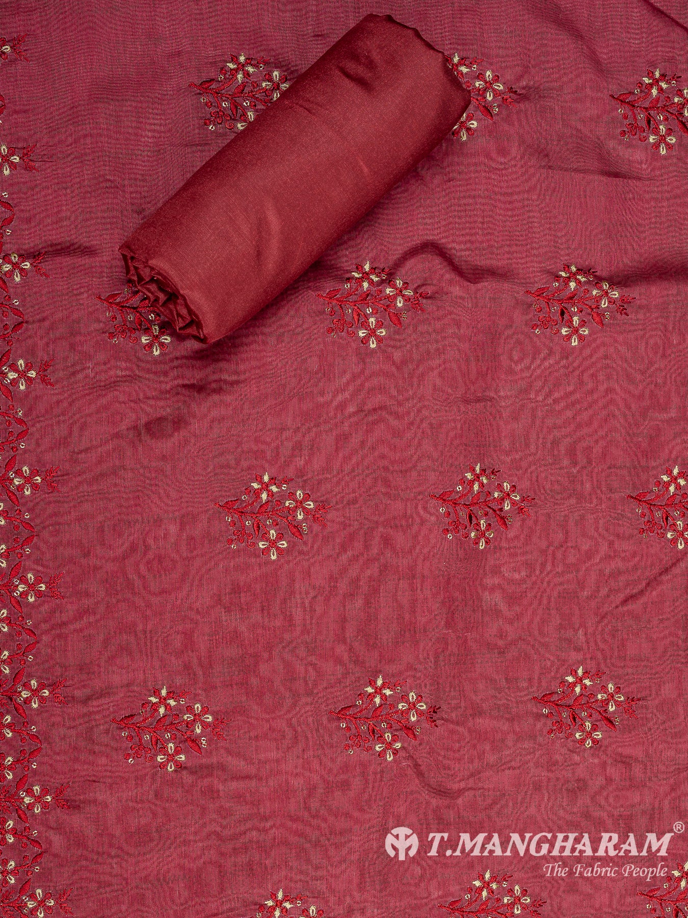 Maroon Silk Cotton Chudidhar Fabric Set - EG1837 view-2