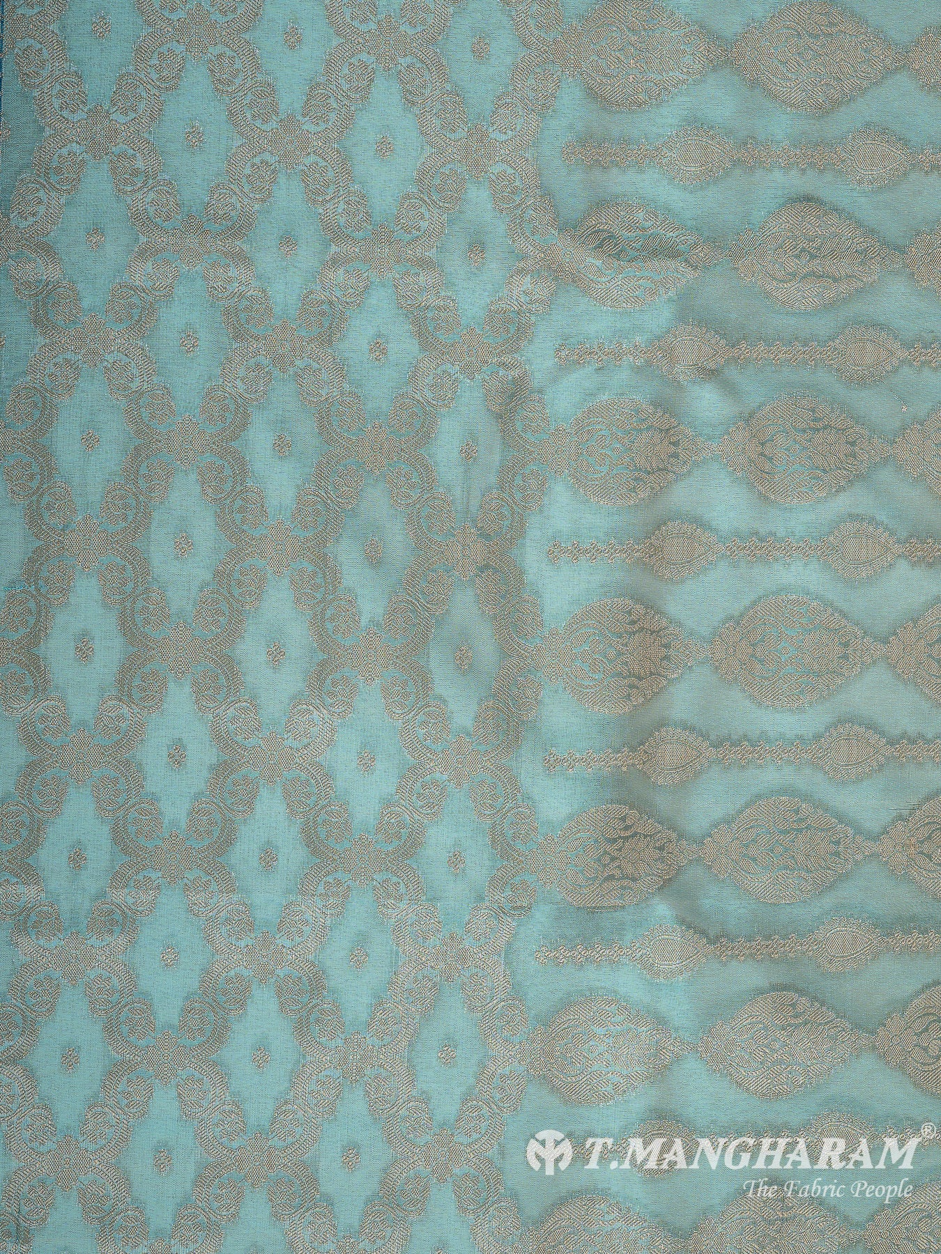 Green Semi Banaras Fabric - EC11062