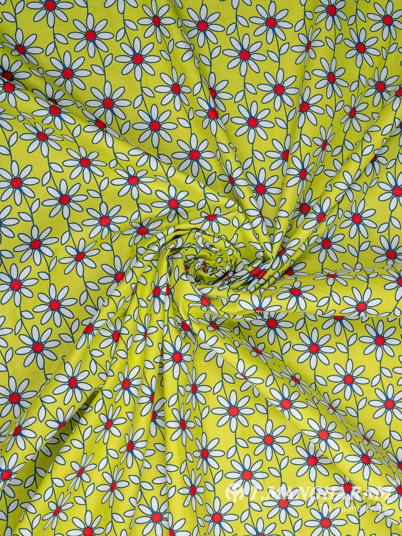 Yellow Cotton Fabric - Peach view-1