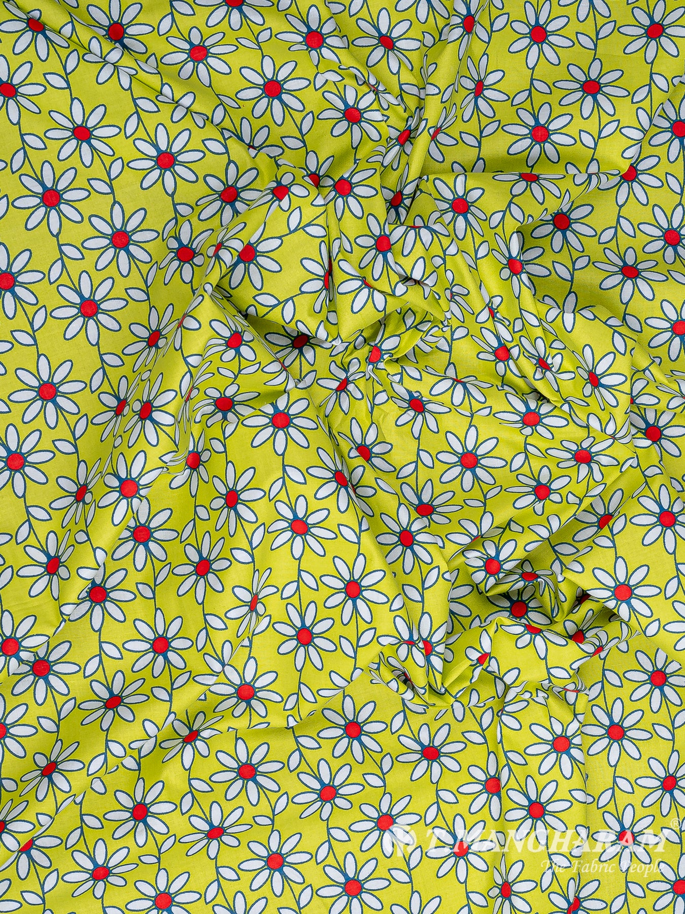 Yellow Cotton Fabric - Peach view-4