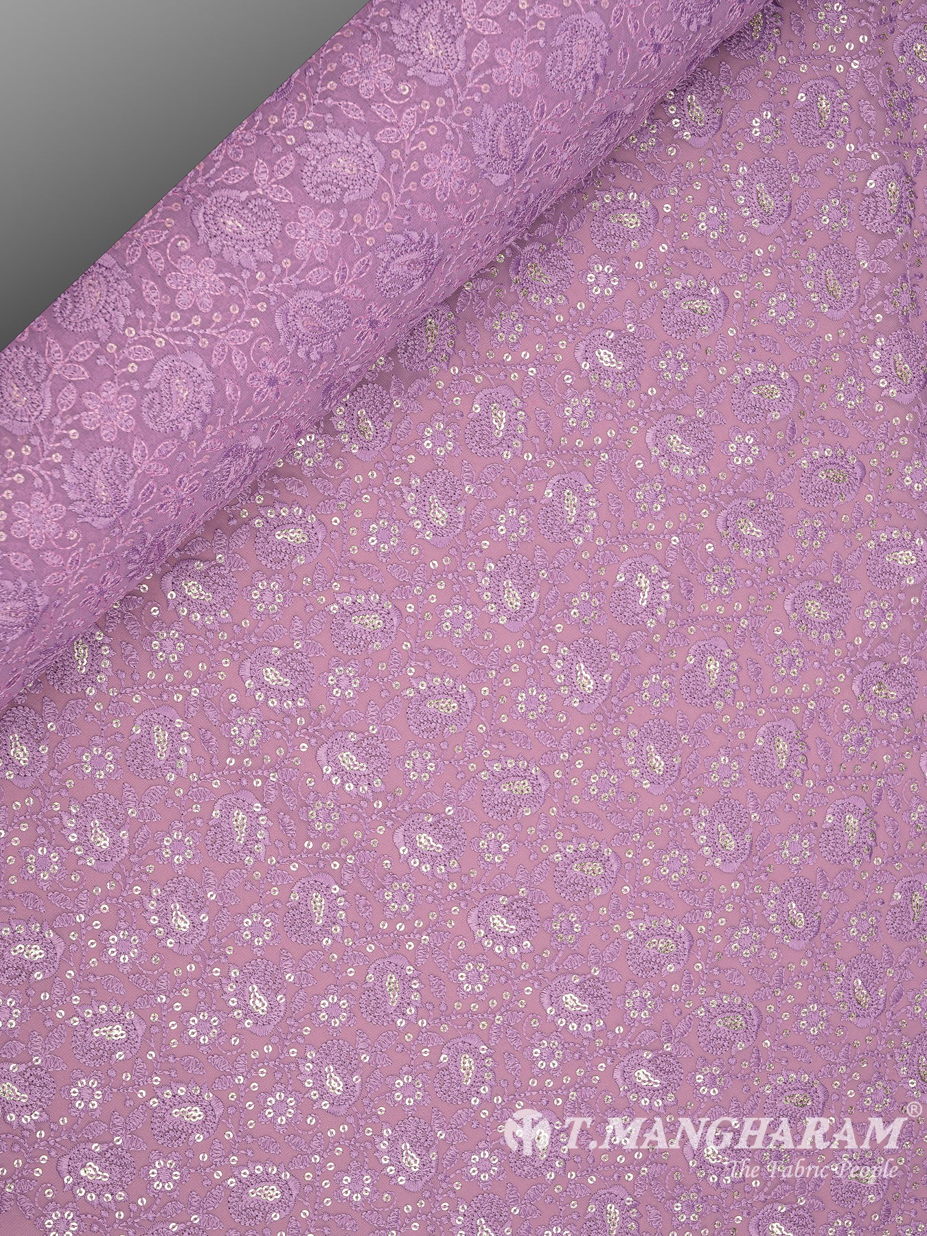 Purple Georgette Embroidery Fabric - EB6043 view-2