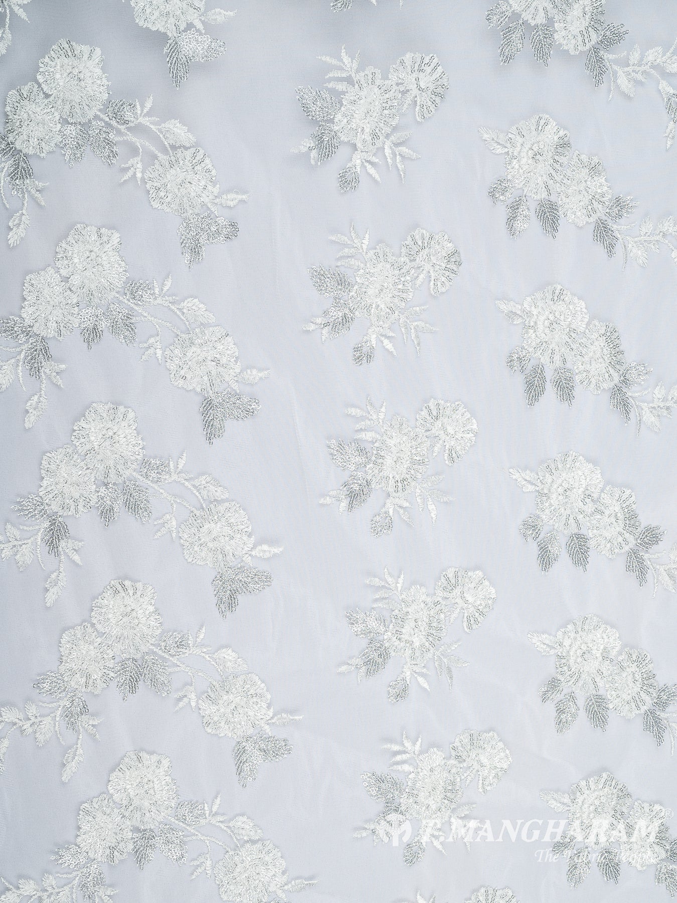 White Net Embroidery Fabric - EC9666 view-3