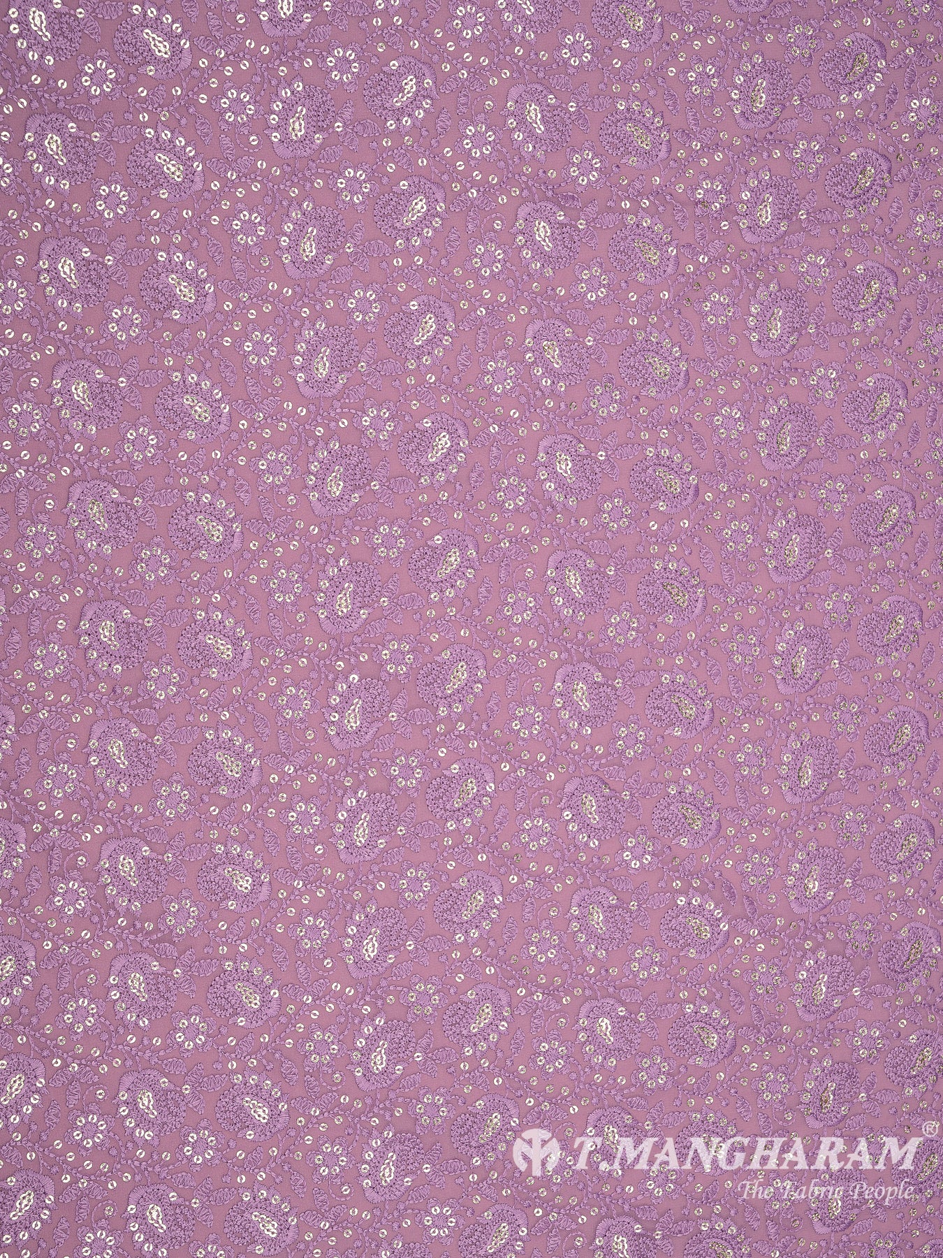 Purple Georgette Embroidery Fabric - EB6043 view-3