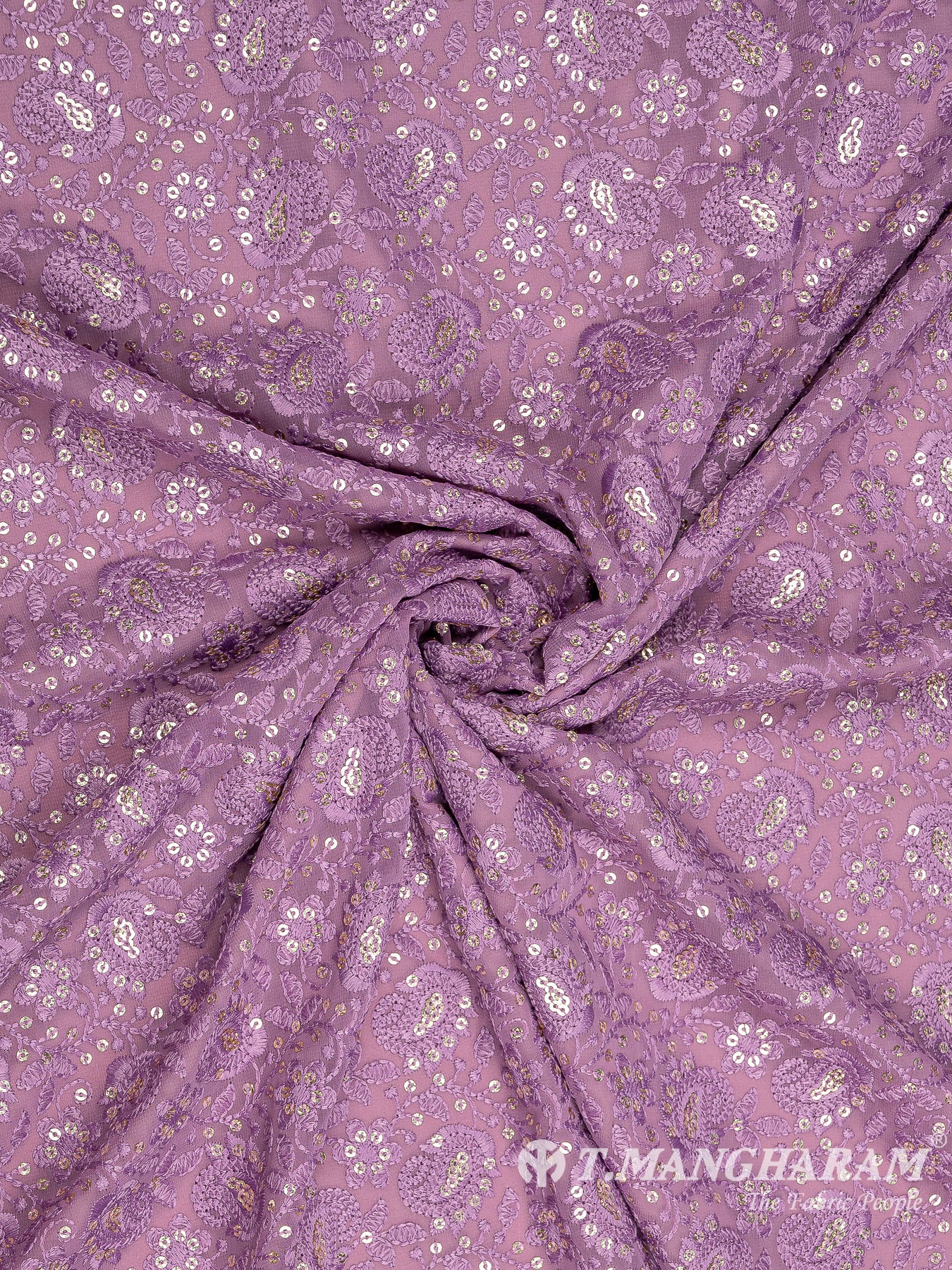 Purple Georgette Embroidery Fabric - EB6043 view-1