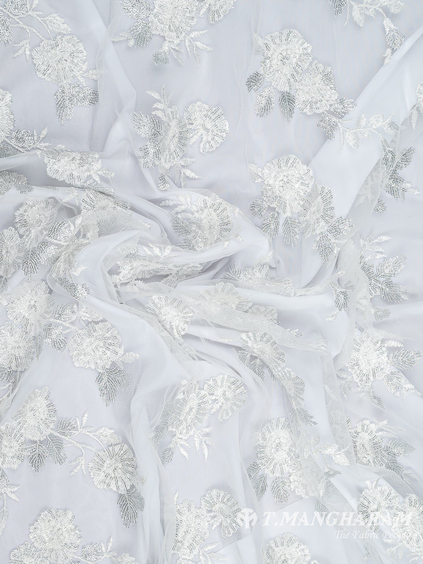 White Net Embroidery Fabric - EC9666 view-4