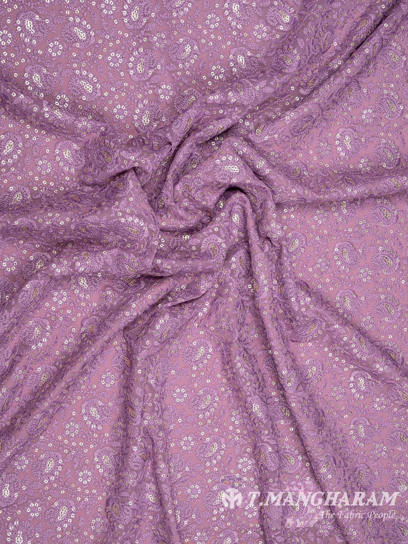 Purple Georgette Embroidery Fabric - EB6043 view-4