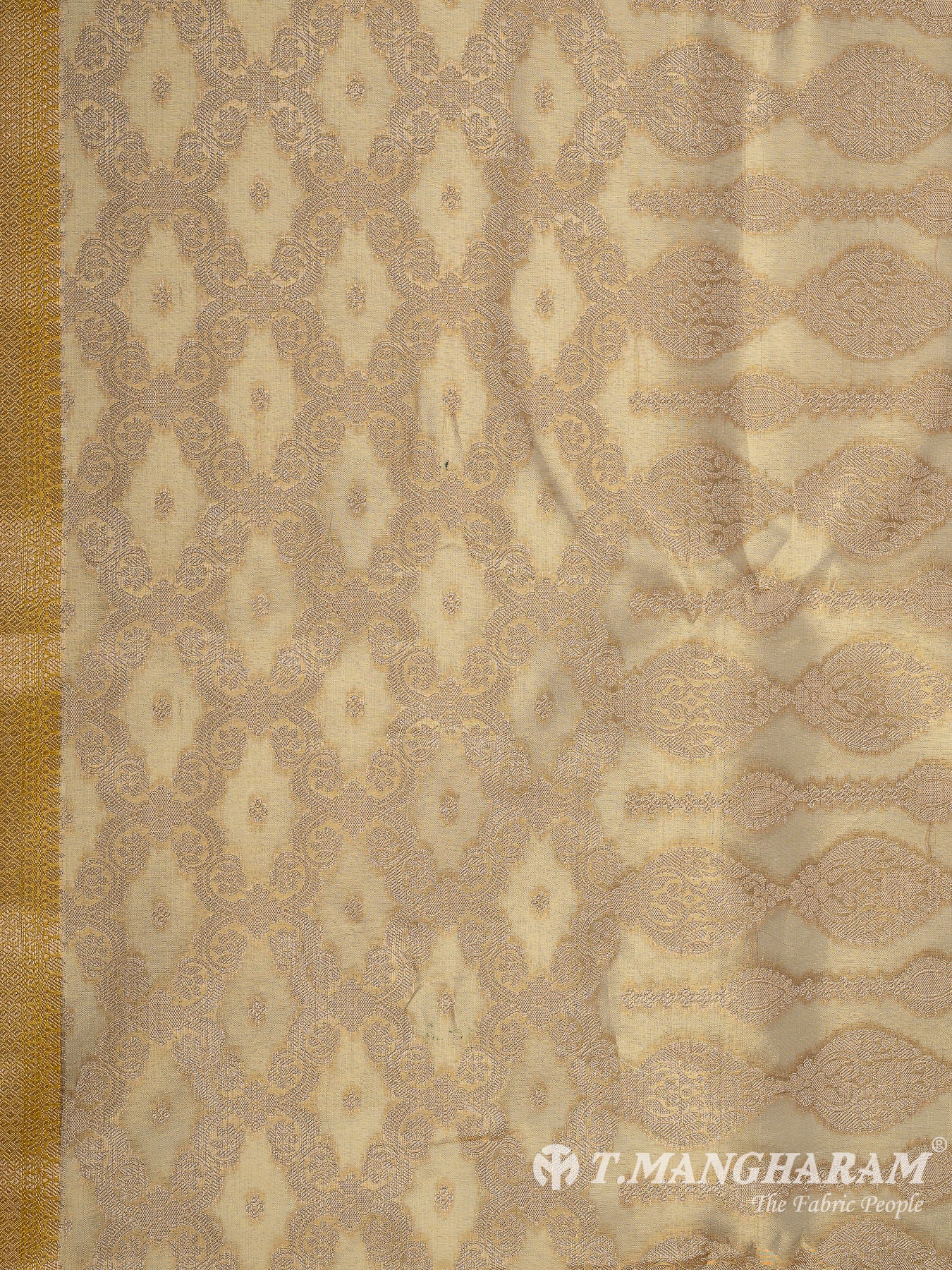 Gold Semi Banaras Fabric - EC11059