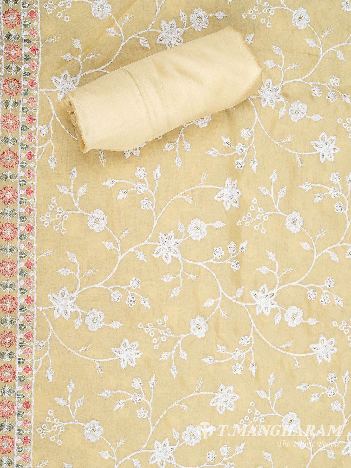 Yellow Silk Cotton Chudidhar Fabric Set - EG1847 view-2