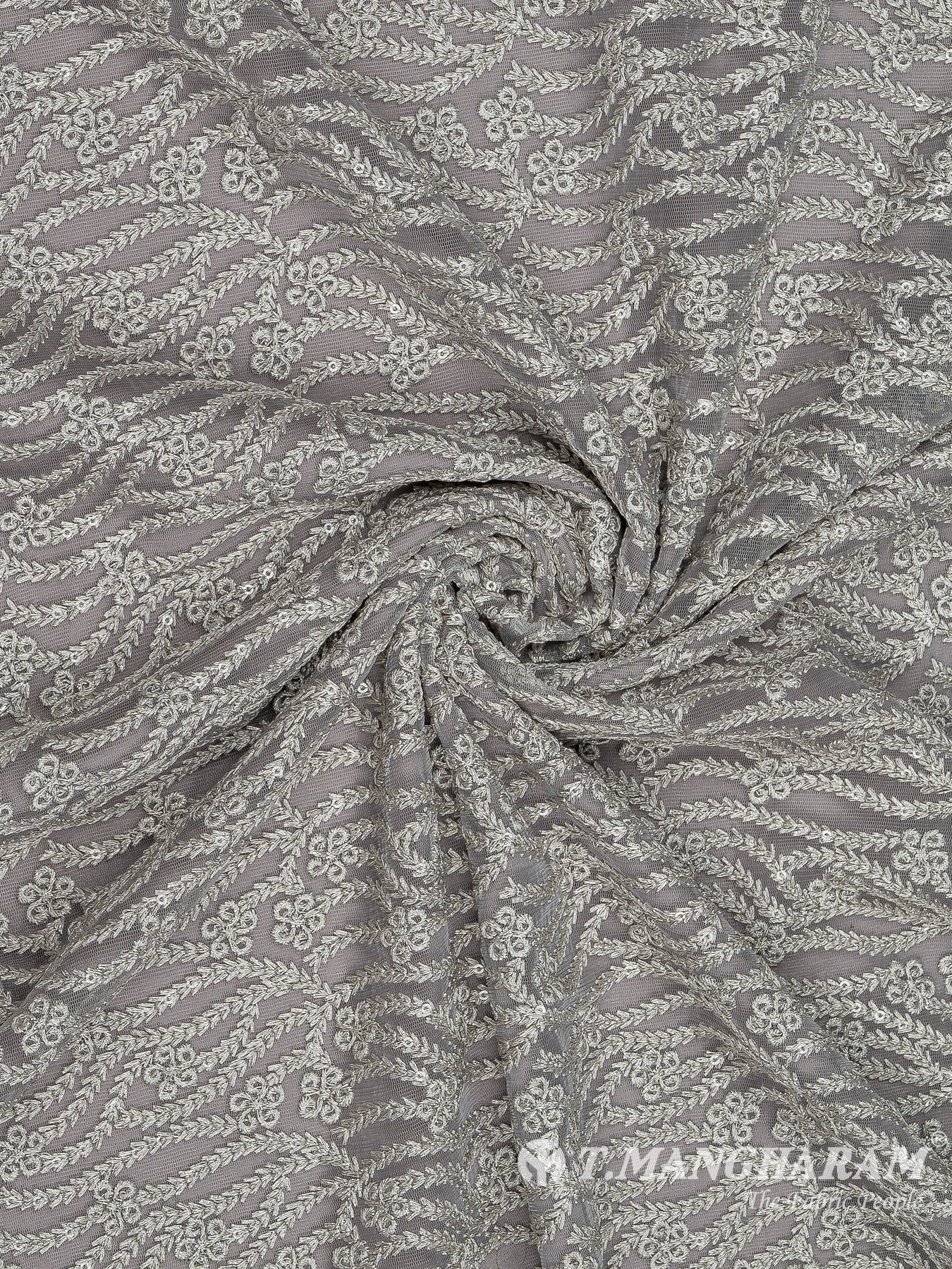 Grey Net Embroidery Fabric - EC8425 view-1