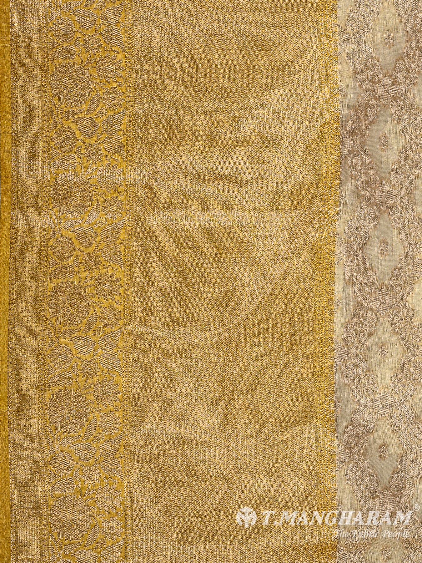 Gold Semi Banaras Fabric - EC11059